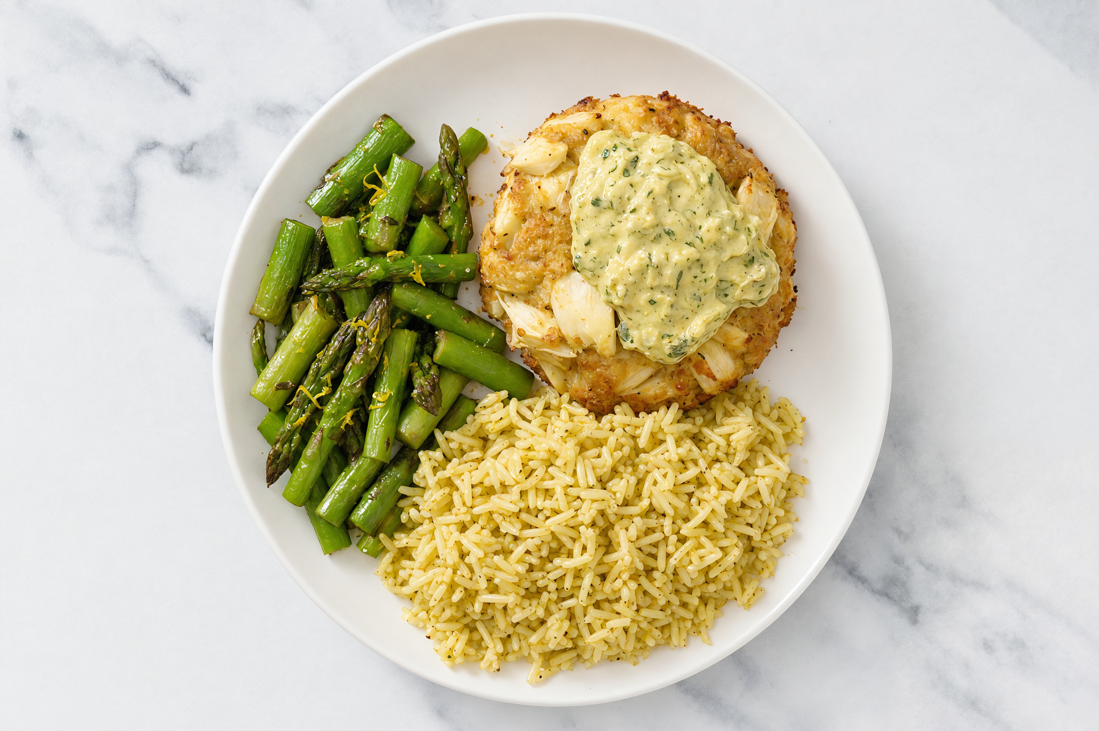 Spinach Artichoke Jumbo Lump Crab Cakes + Lemony Asparagus