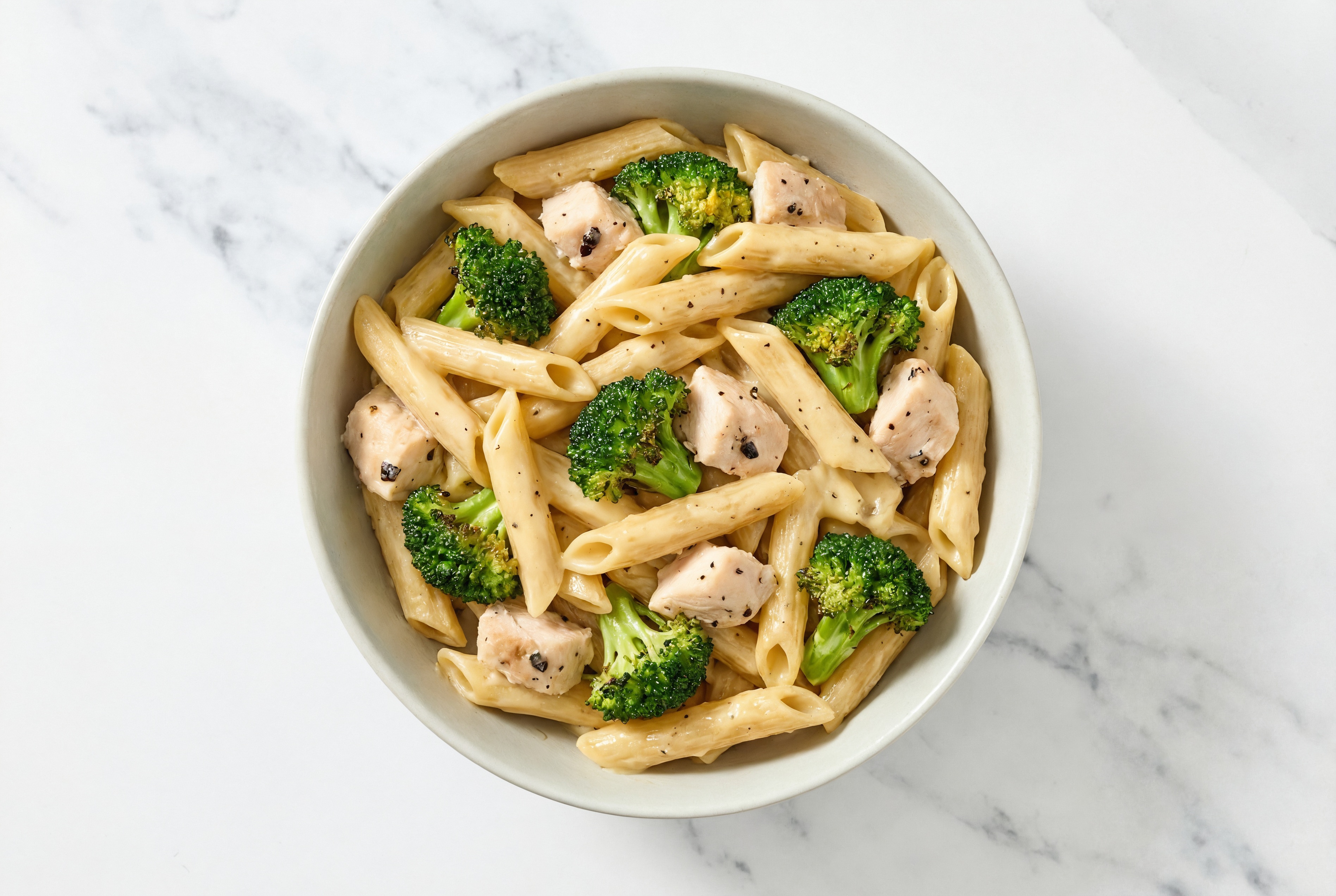  Creamy Broccoli Florets Cheddar Pasta with Chicken