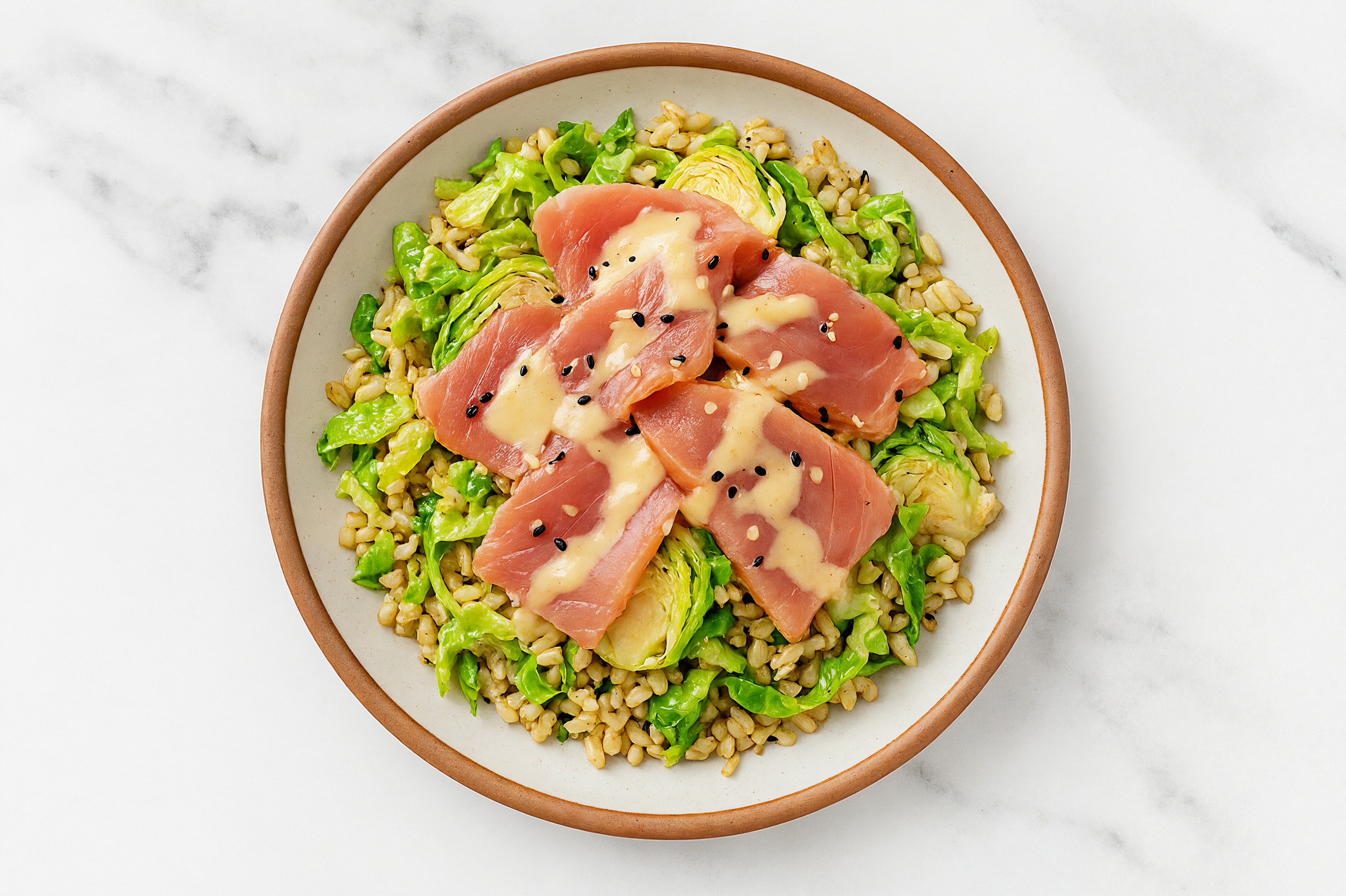 Smoked Tuna + Brussels Rice Bowl