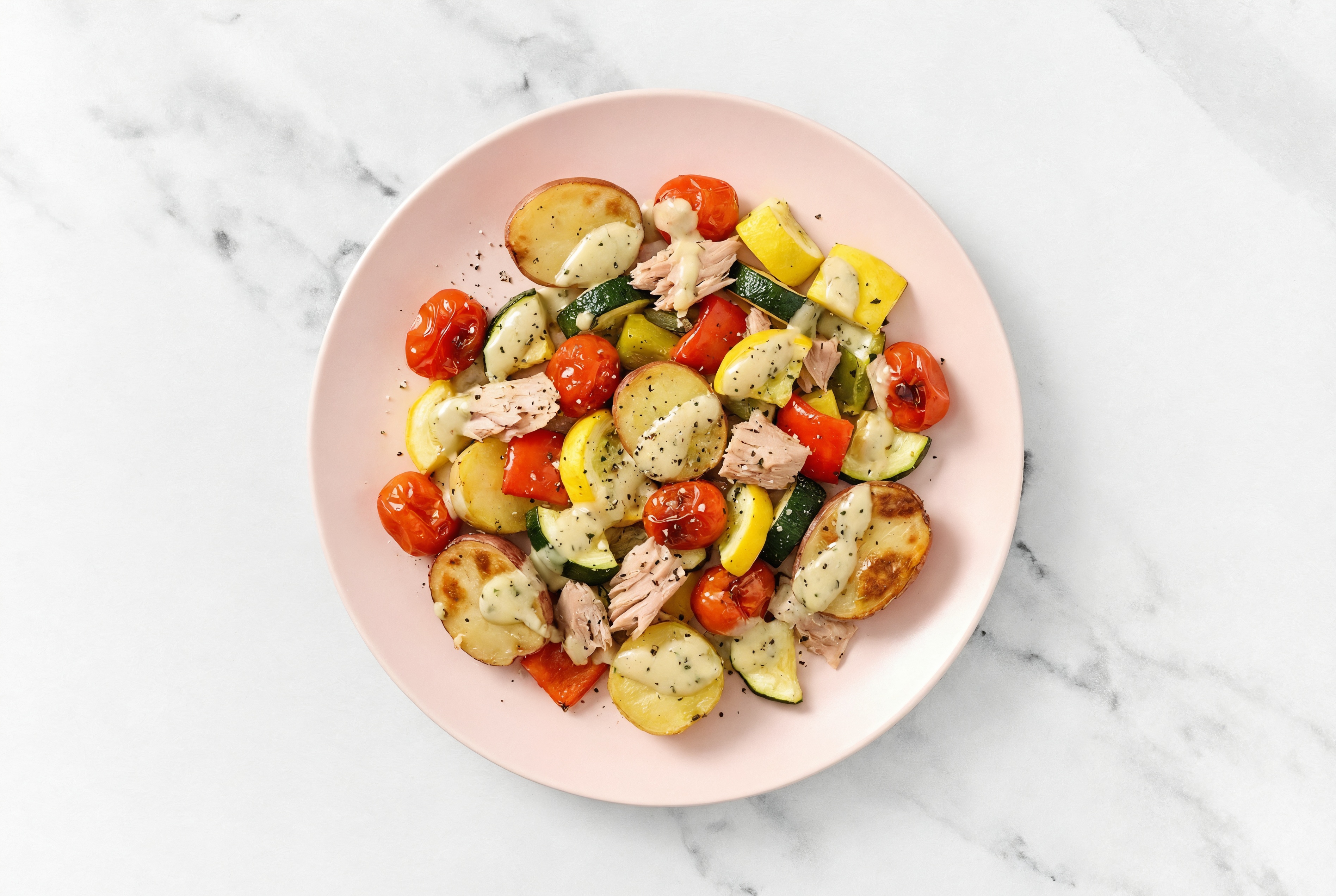 Sheet Pan Tahini-Tuna with Potatoes & Squash