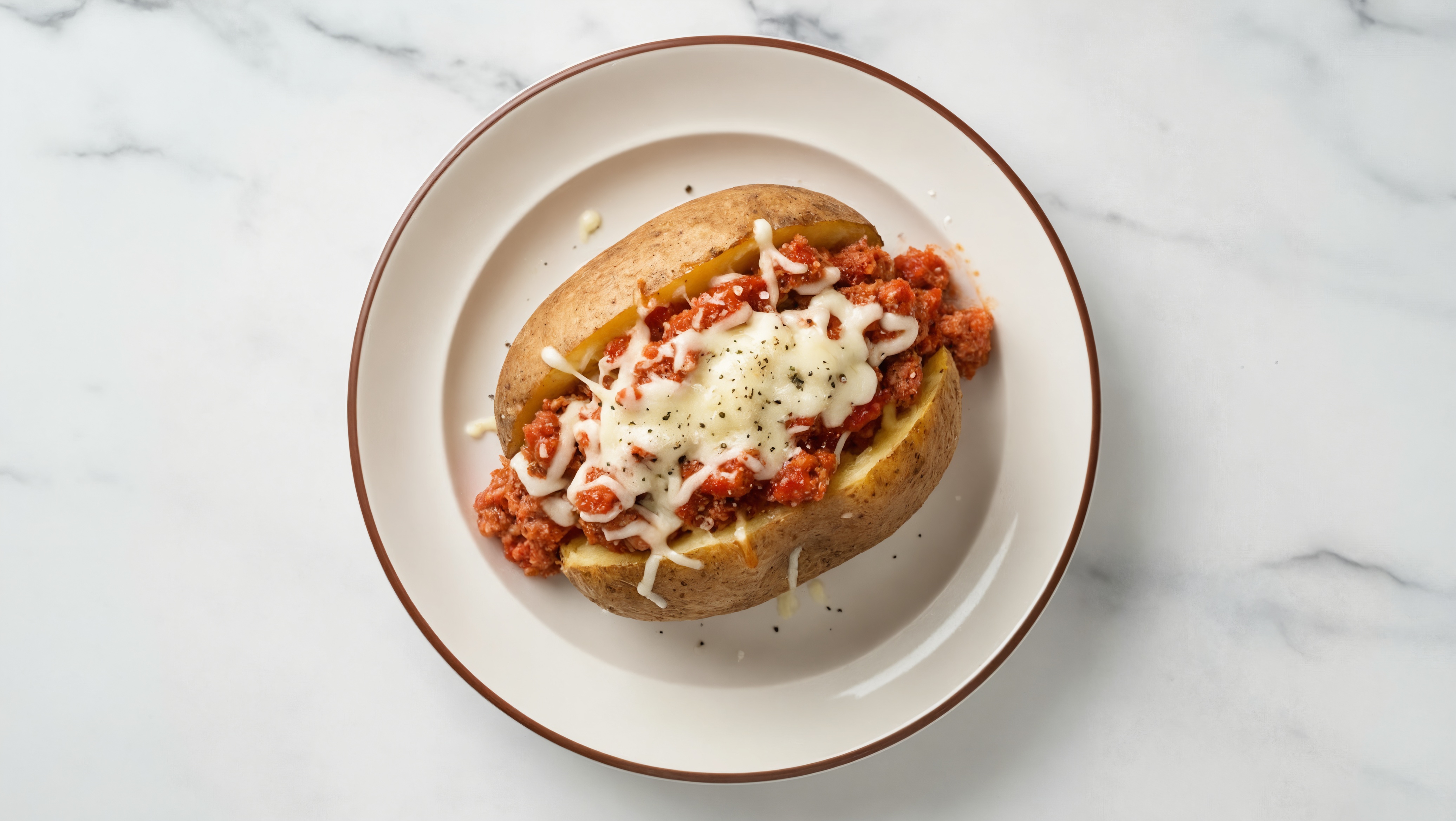 Cheesy Bolognese Stuffed Potatoes with Ground Beef Patties