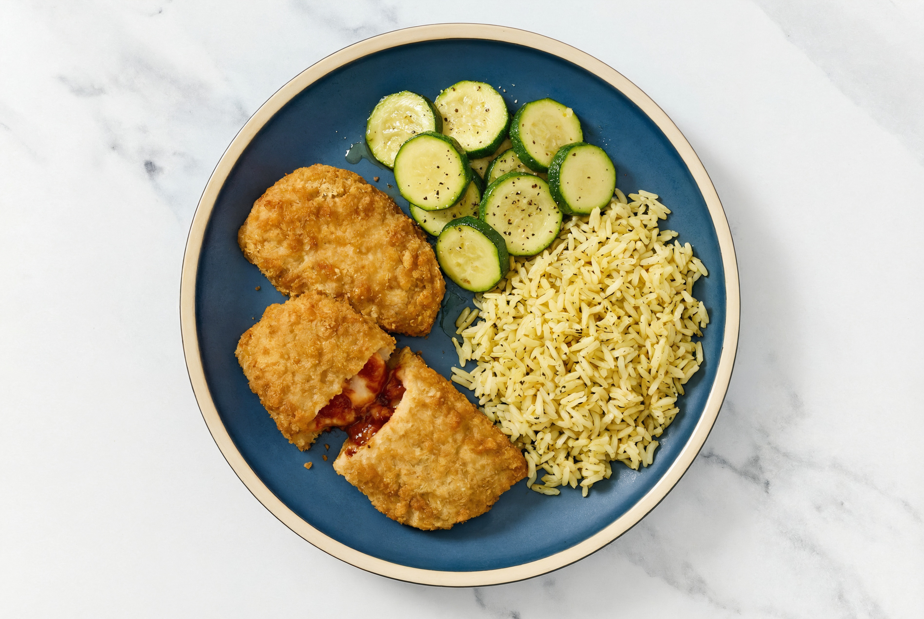 "Chicken" Parm with Zucchini & Jasmine Rice