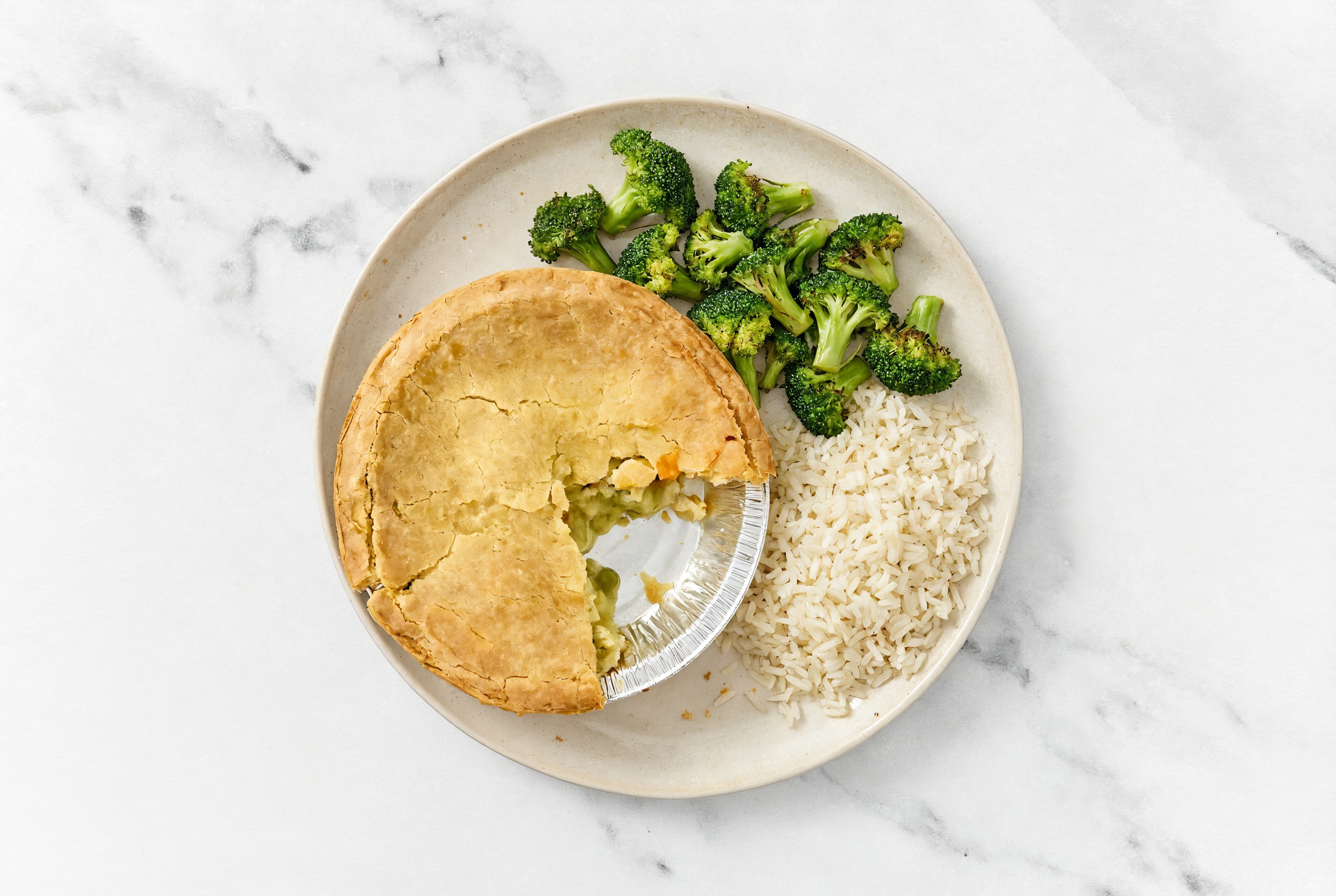 Chicken Pot Pie with Broccoli & White Rice