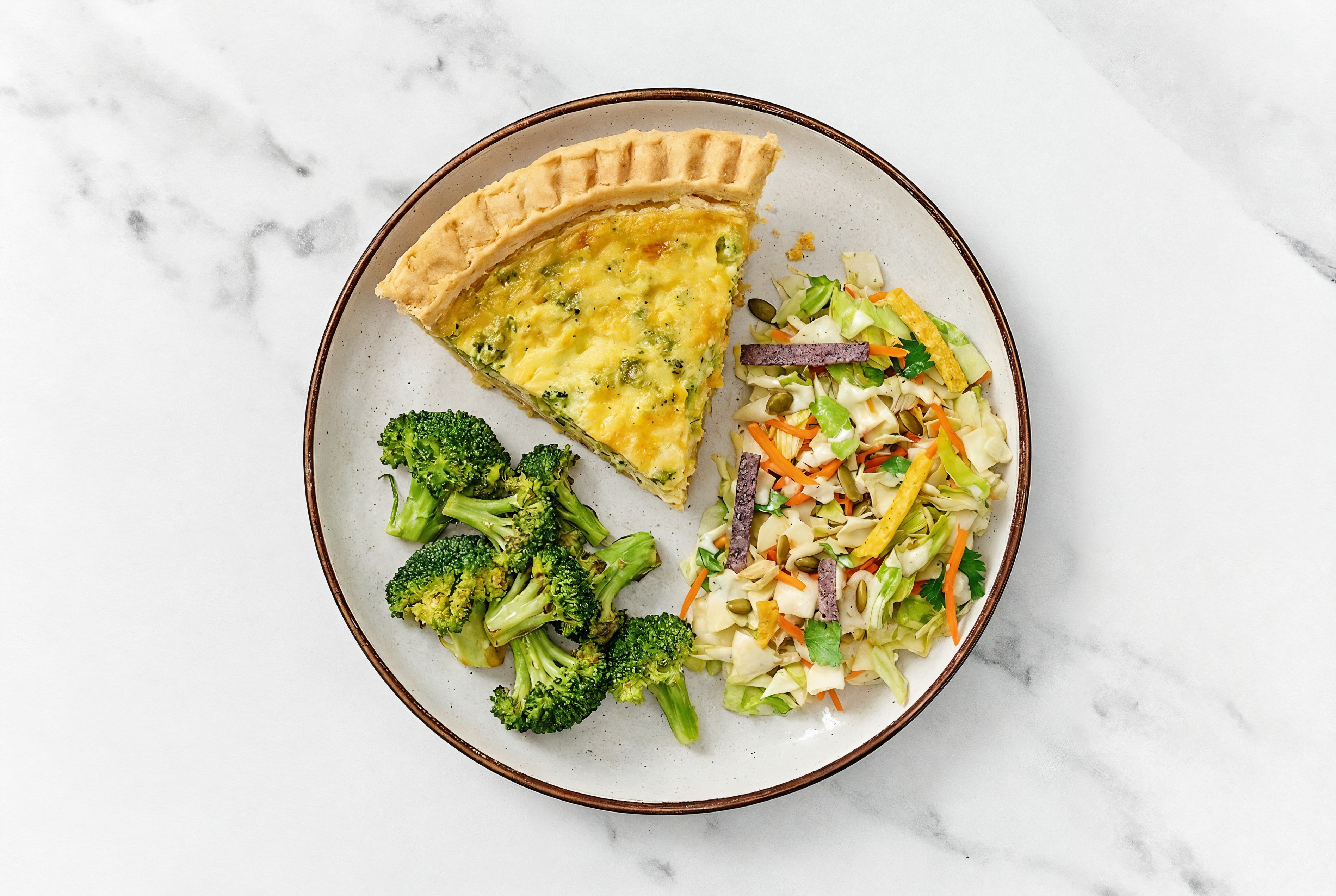 Broccoli & Cheddar Quiche with Broccoli & Southwest Salad