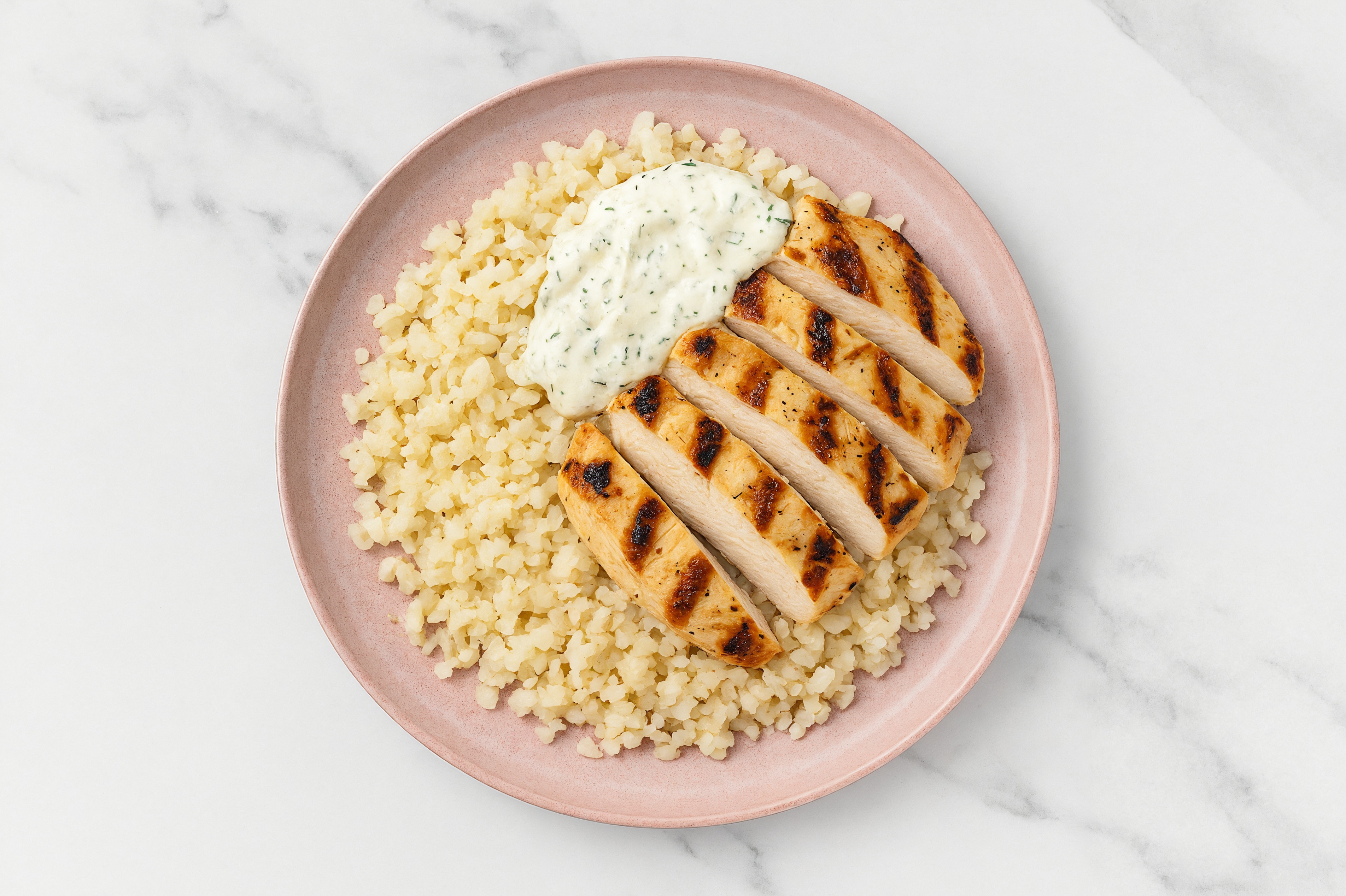 Tzatziki Seasoned Grilled Chicken Breast + Cauli Rice Bowl