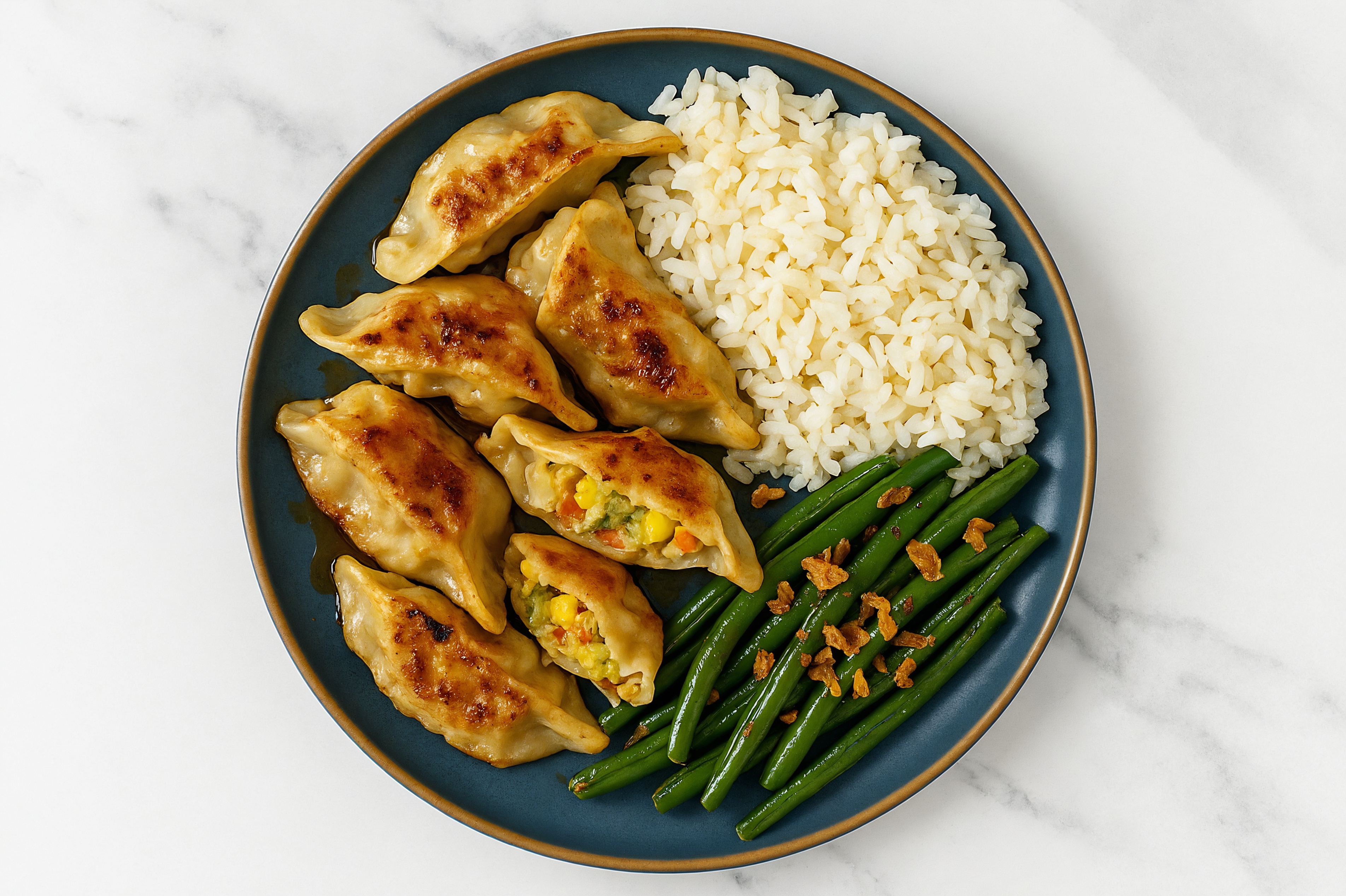 Garlic Carrot + Fried Dumpling Rice Bowl