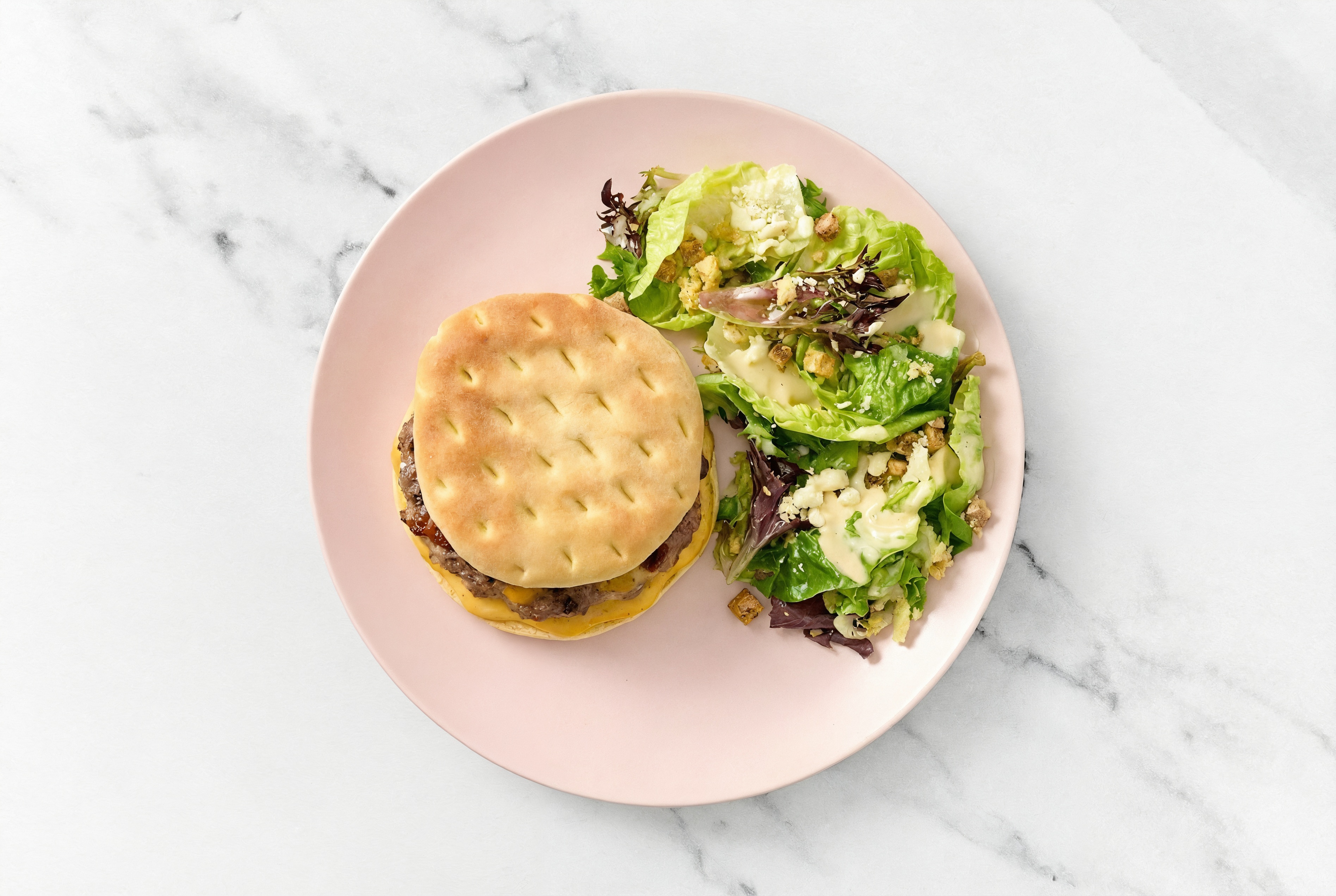 Special Bacon + Cheddar Burger with Little Champagne Kit Gem Salad