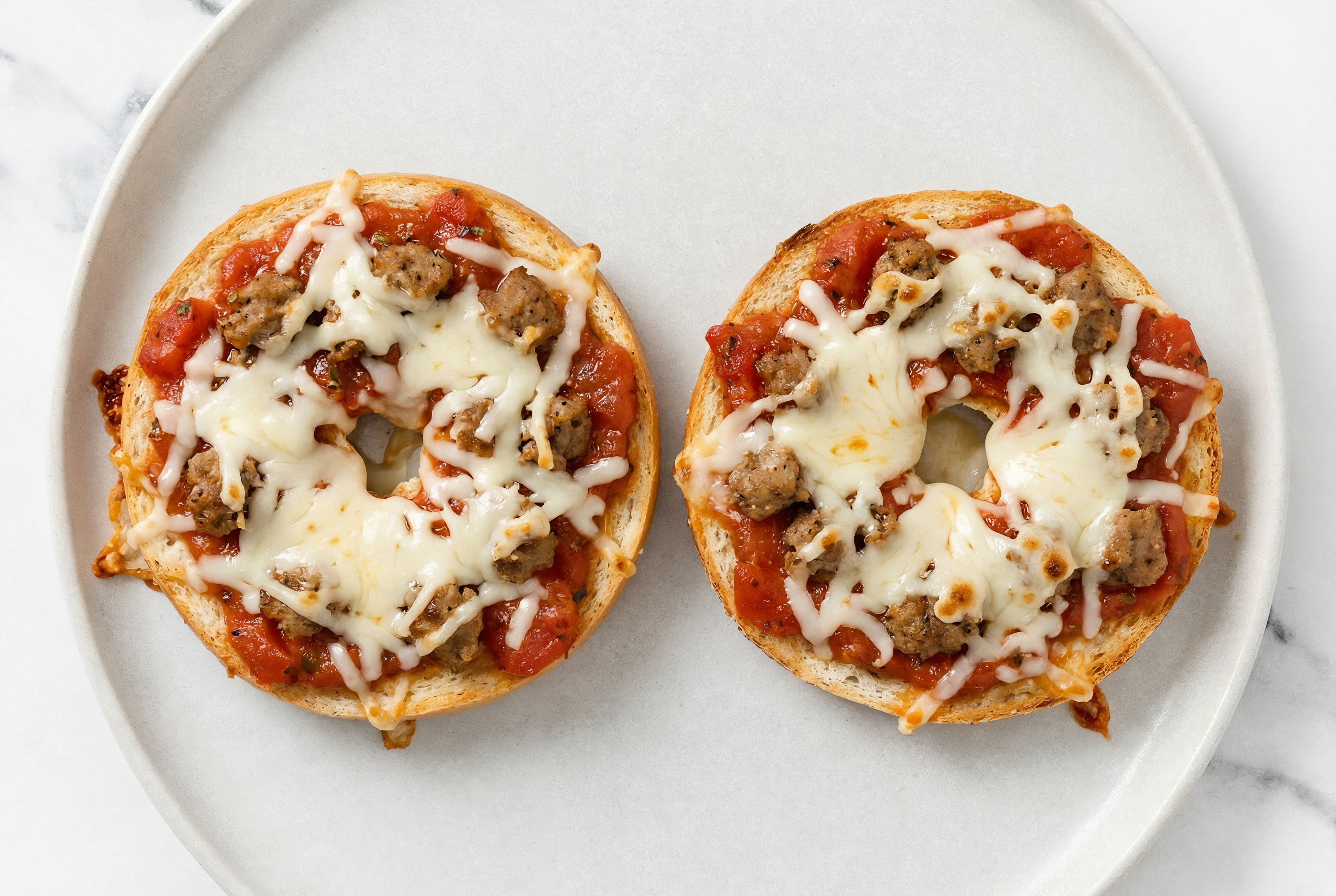 Classic Pork Sausage Pizza Gluten-Free Plain Bagels