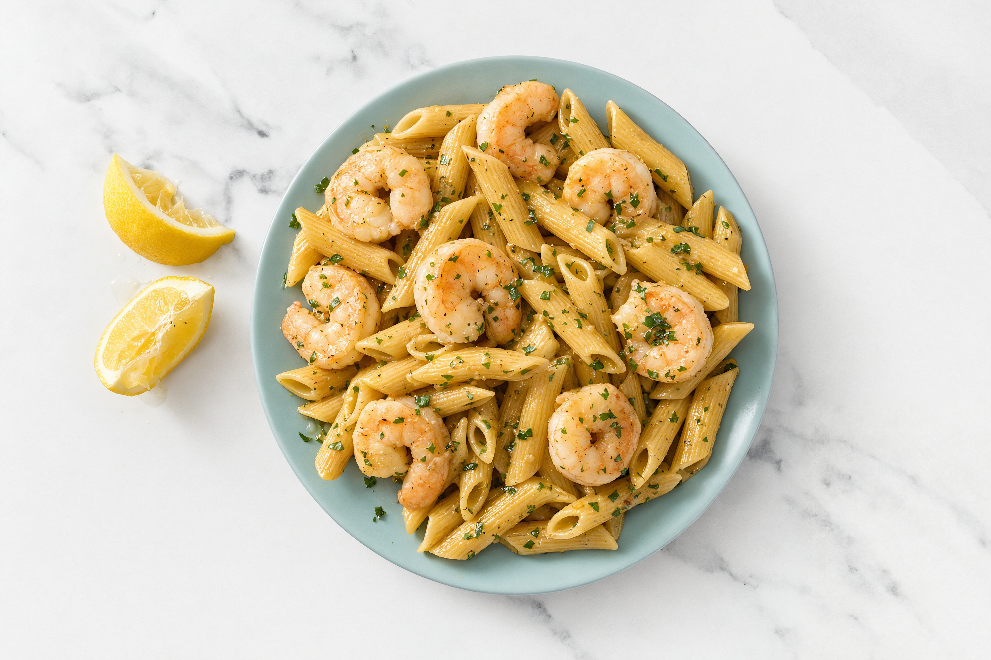 Lemony Herb-Butter Shrimp Penne