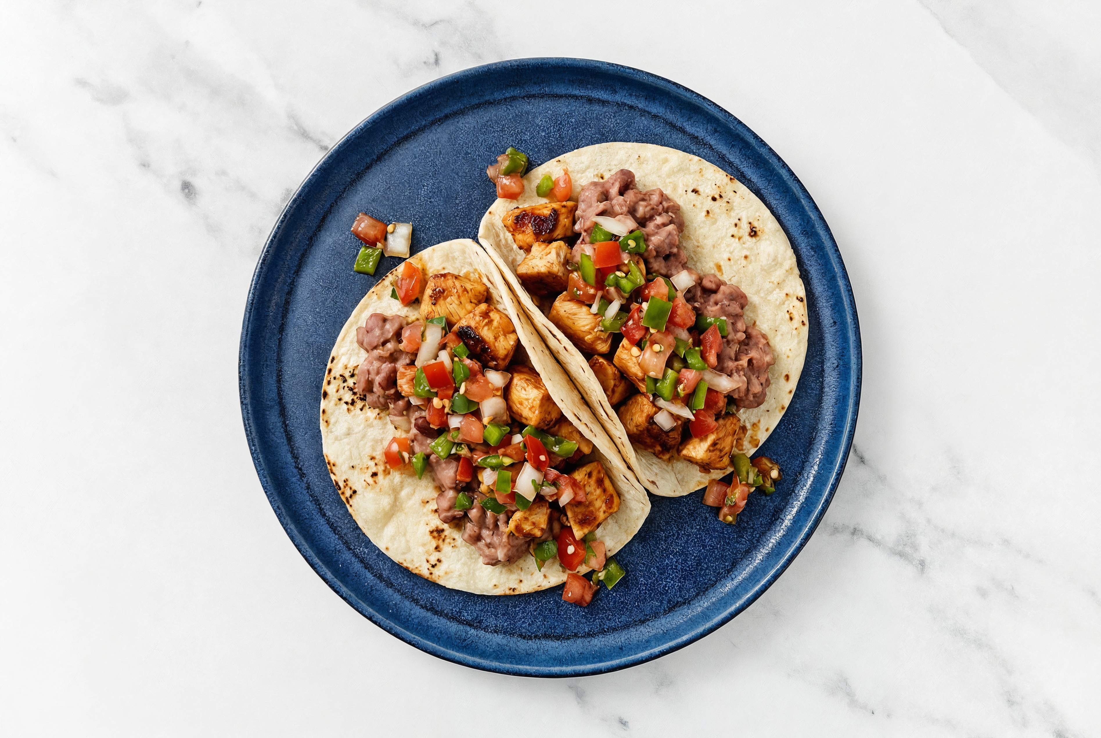 Hearty Chipotle Chicken Tacos with Pico De Gallo & Refried Red Beans