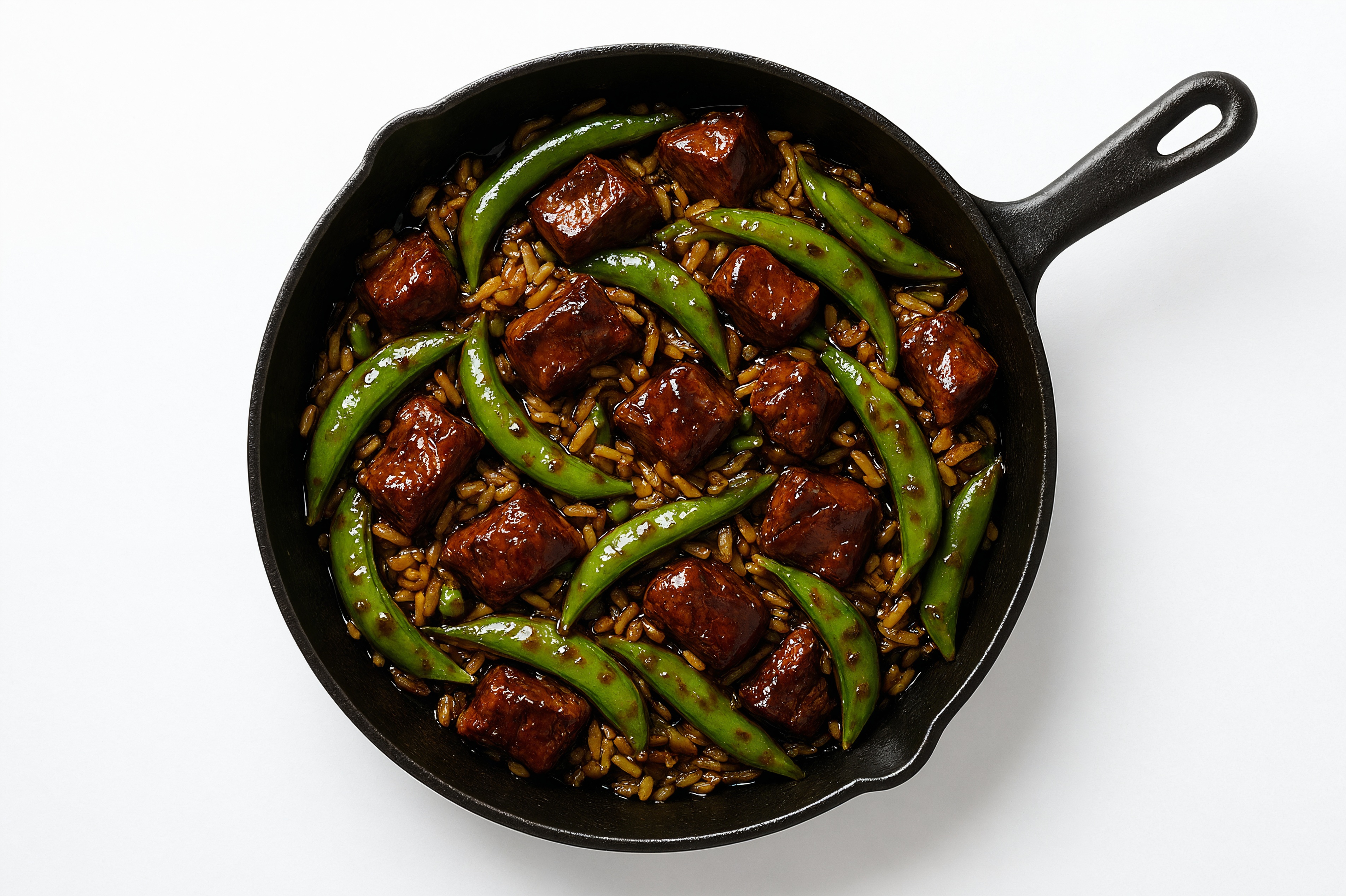 Japanese Bbq Pea Snap + Bison Stir-Fry with Seasoned Jasmine Rice