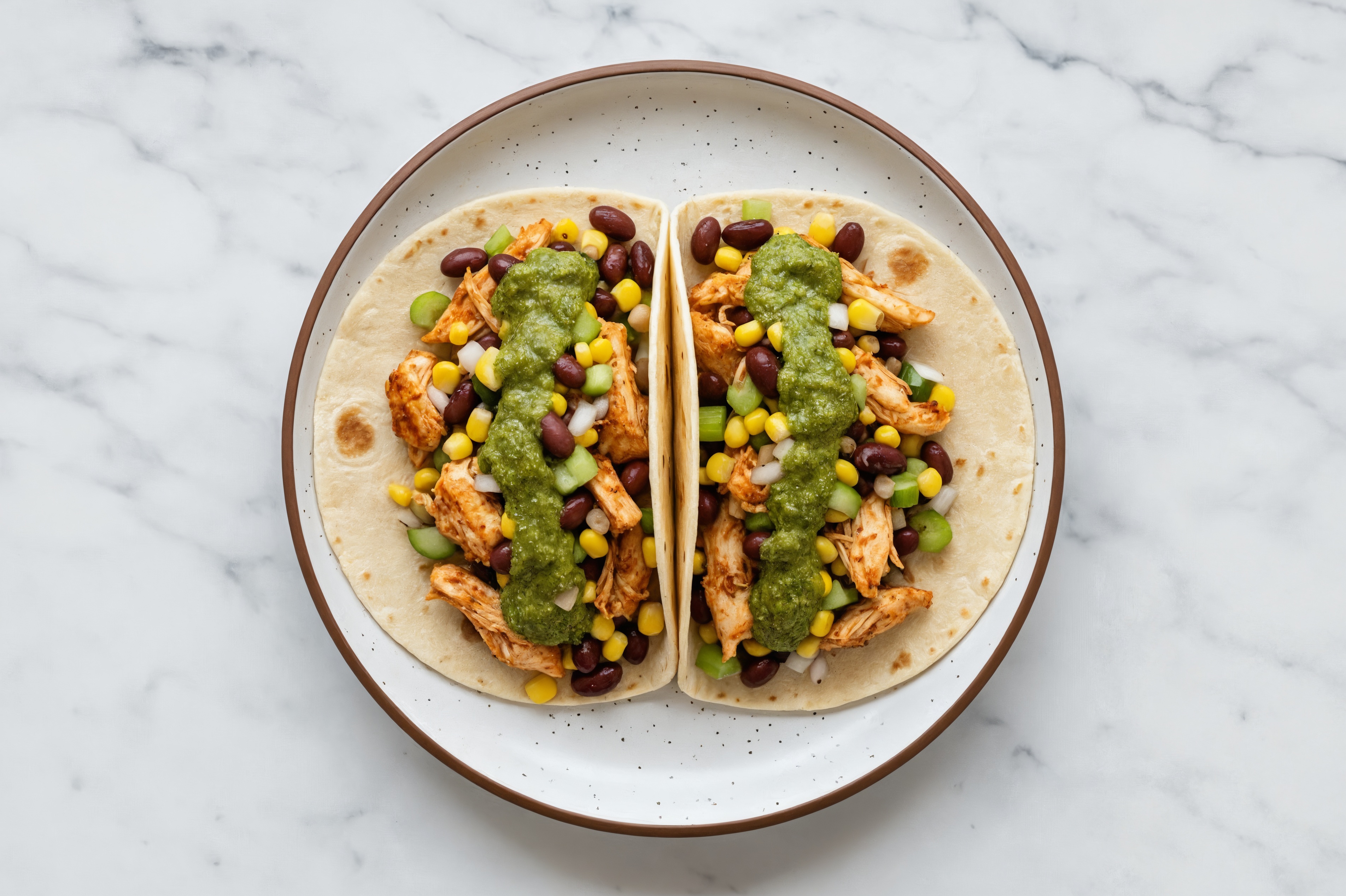 Chimichurri Chile Chicken + Bean Tacos