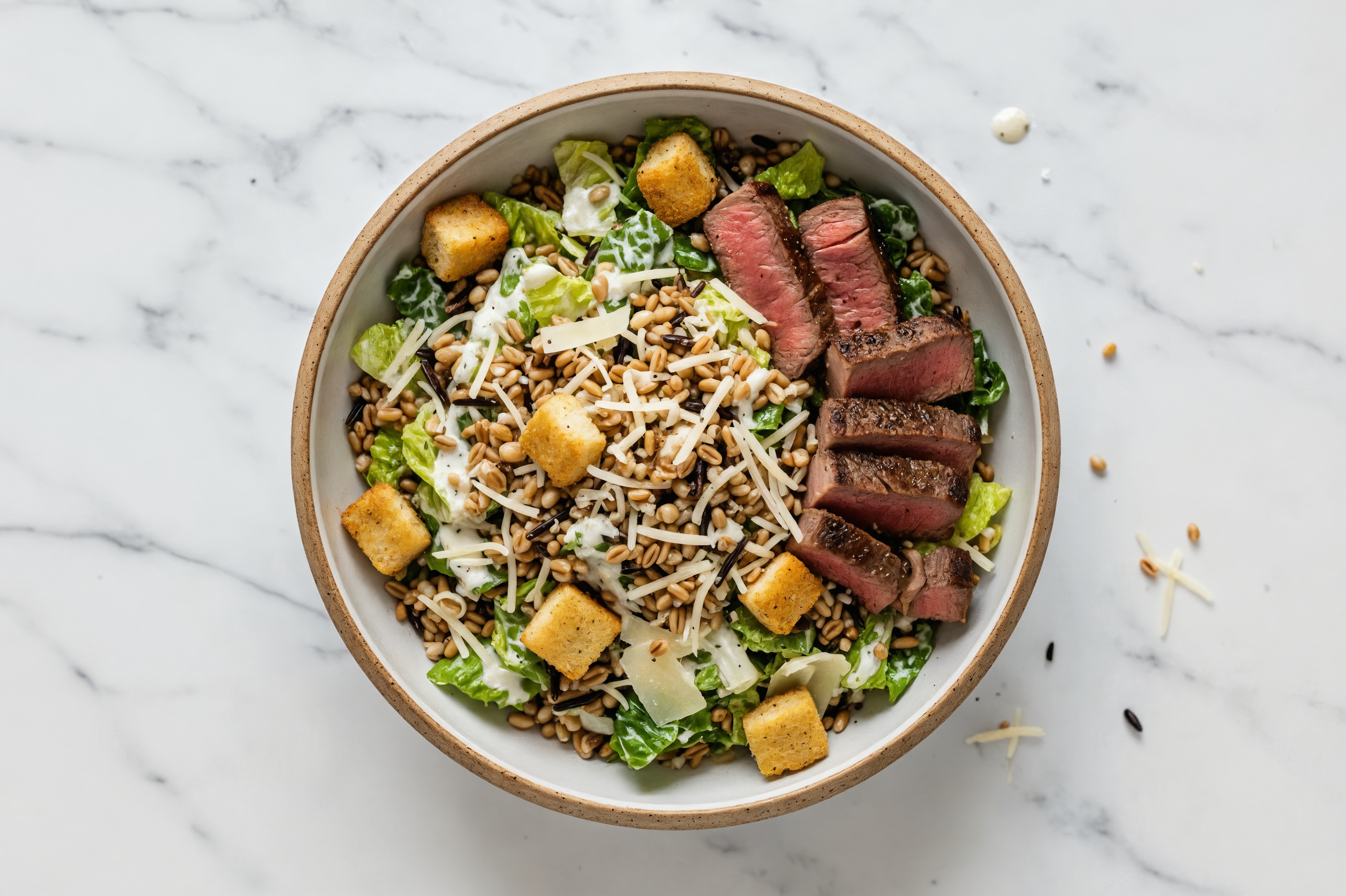 Effortless Caesar Steak Grain Salad Bowl
