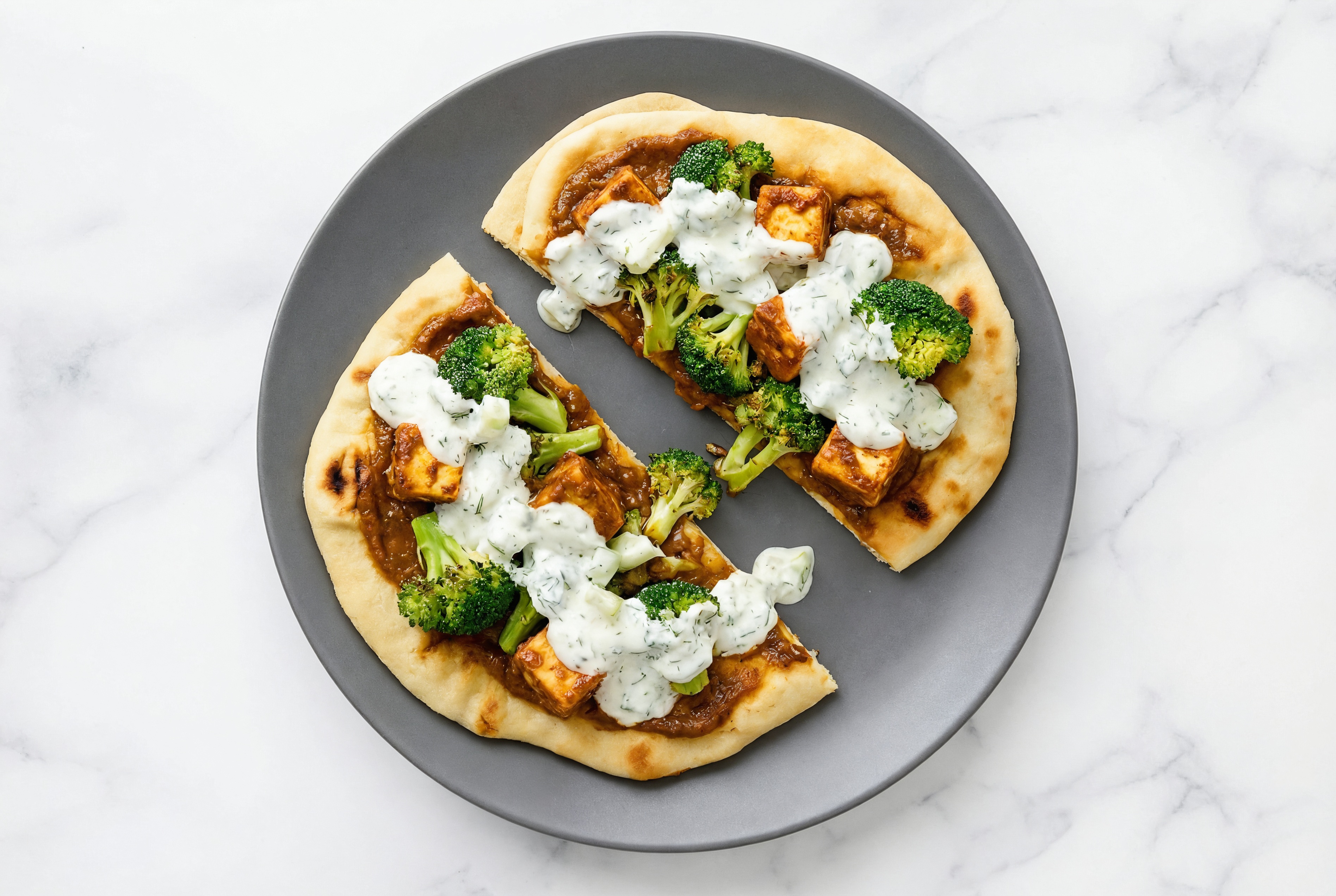 Tandoori Paneer + Organic Broccoli Flatbread with Tzatziki