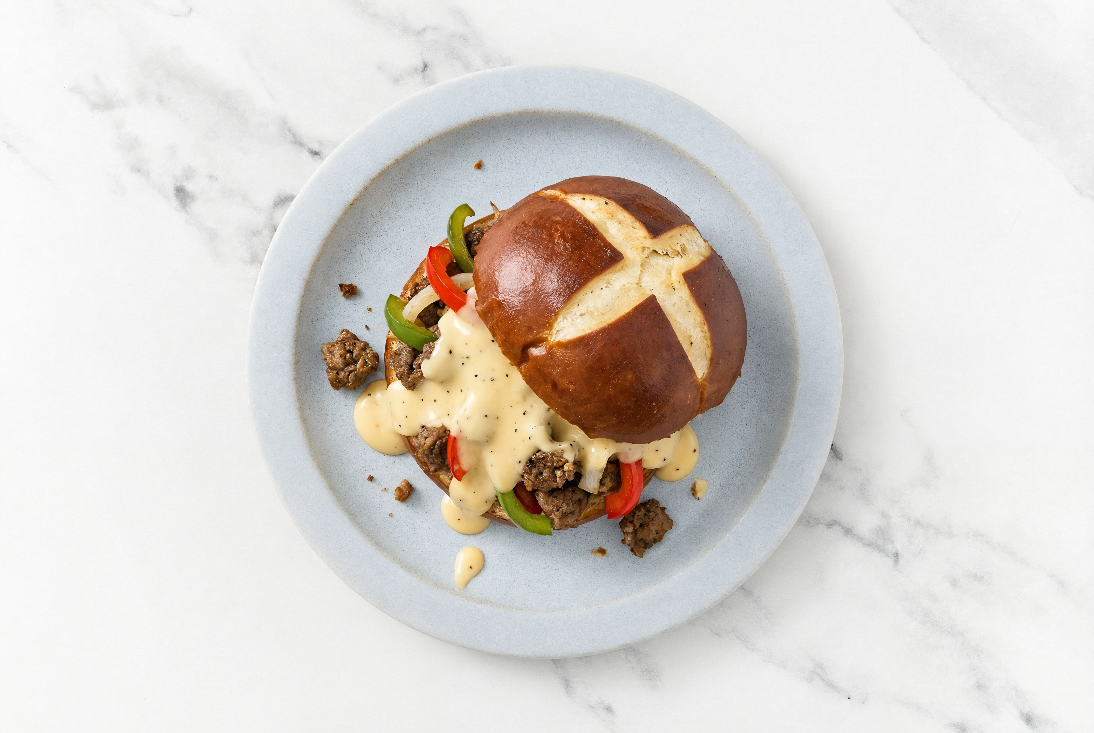 Creamy Cheddar Chopped Cheese with Ground Bison