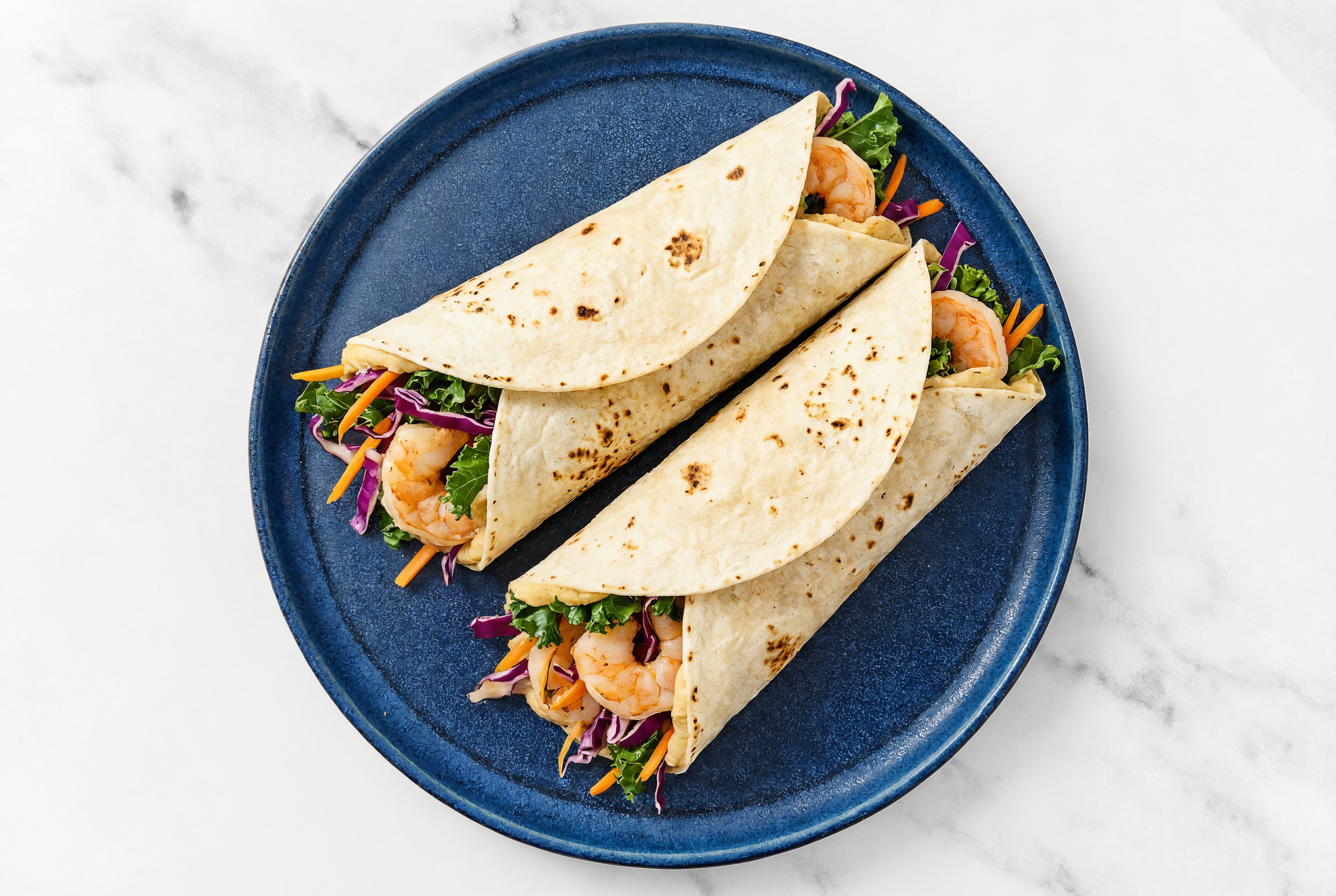 Jumbo Shrimp + Rainbow Veggie Wrap with French Onion Hummus
