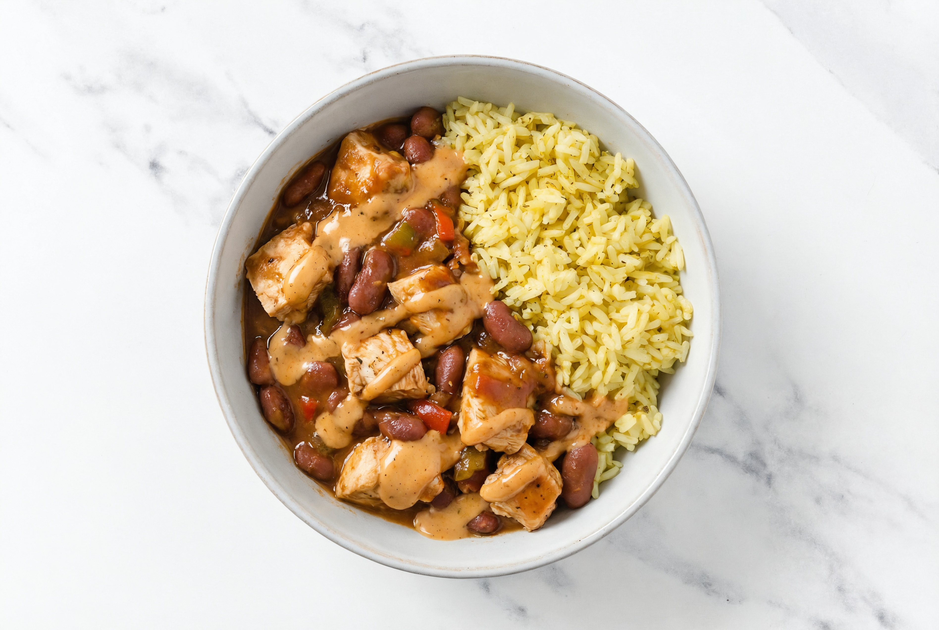 BBQ Chicken 'n Red Beans over Jasmine Rice