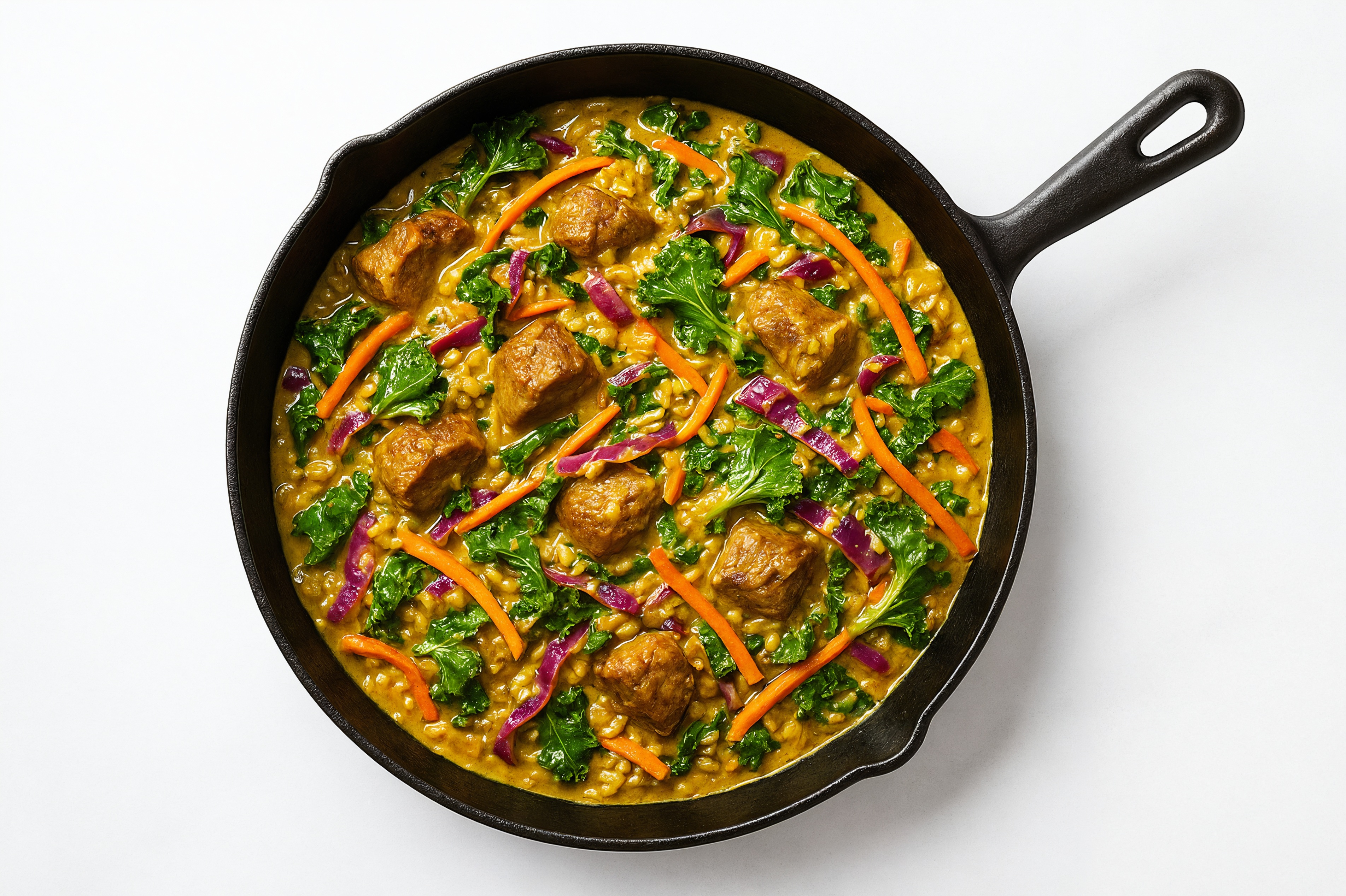 Curry Rainbow Veggie + Lamb Stir-Fry with Brown Rice