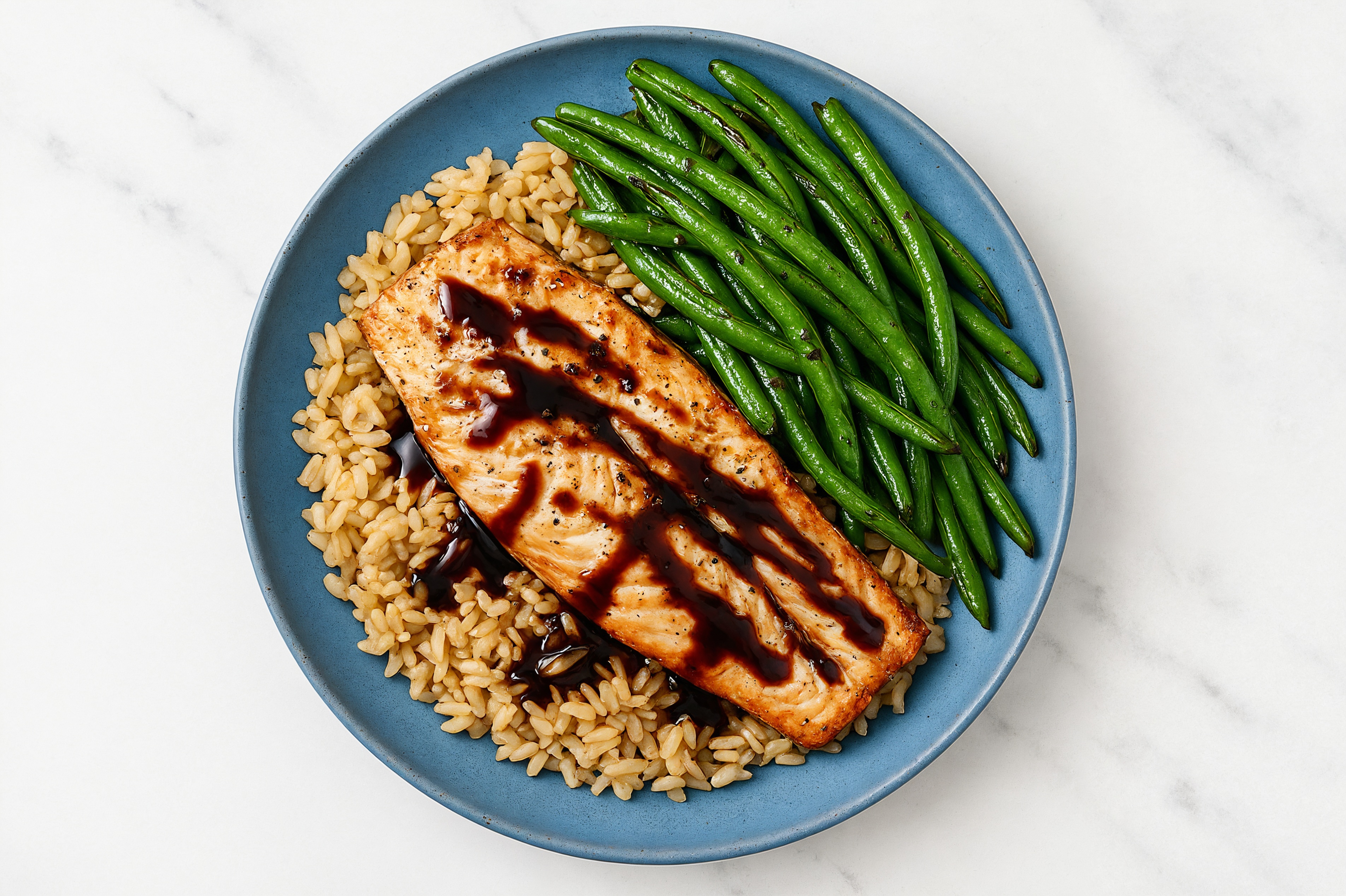 Japanese BBQ Trout + Organic Brown Rice Bowl with Green Beans