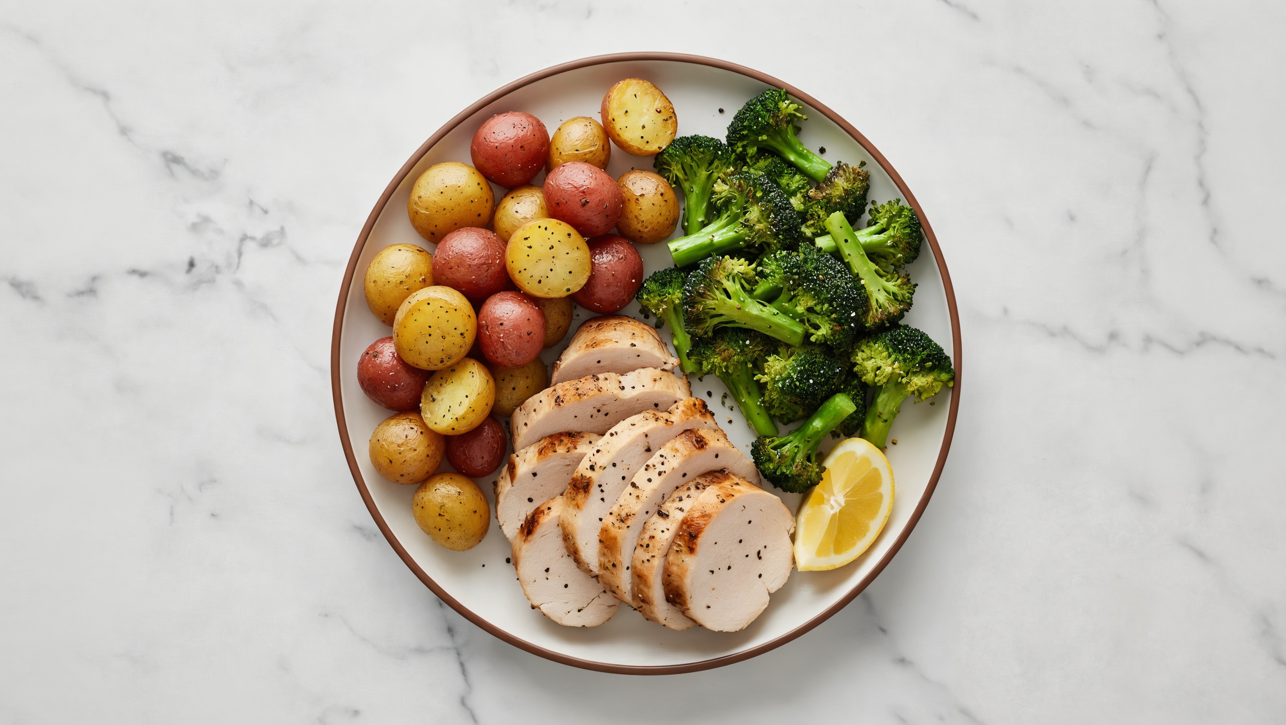  Better-than-TV Dinner with Turkey + Roast Potatoes with Broccoli Florets
