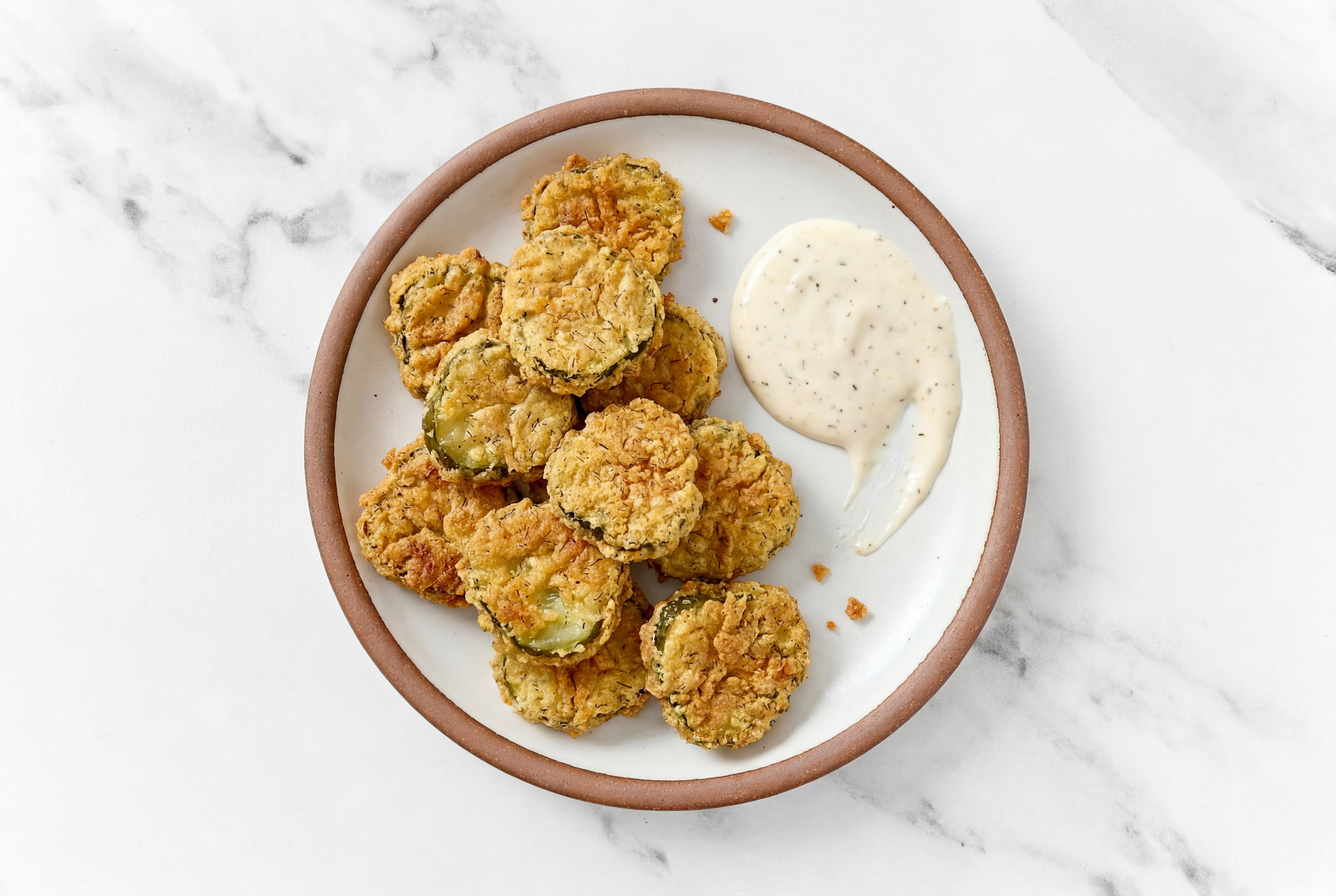 Air Fryer Pickle Chips with Buttermilk Ranch Dressing