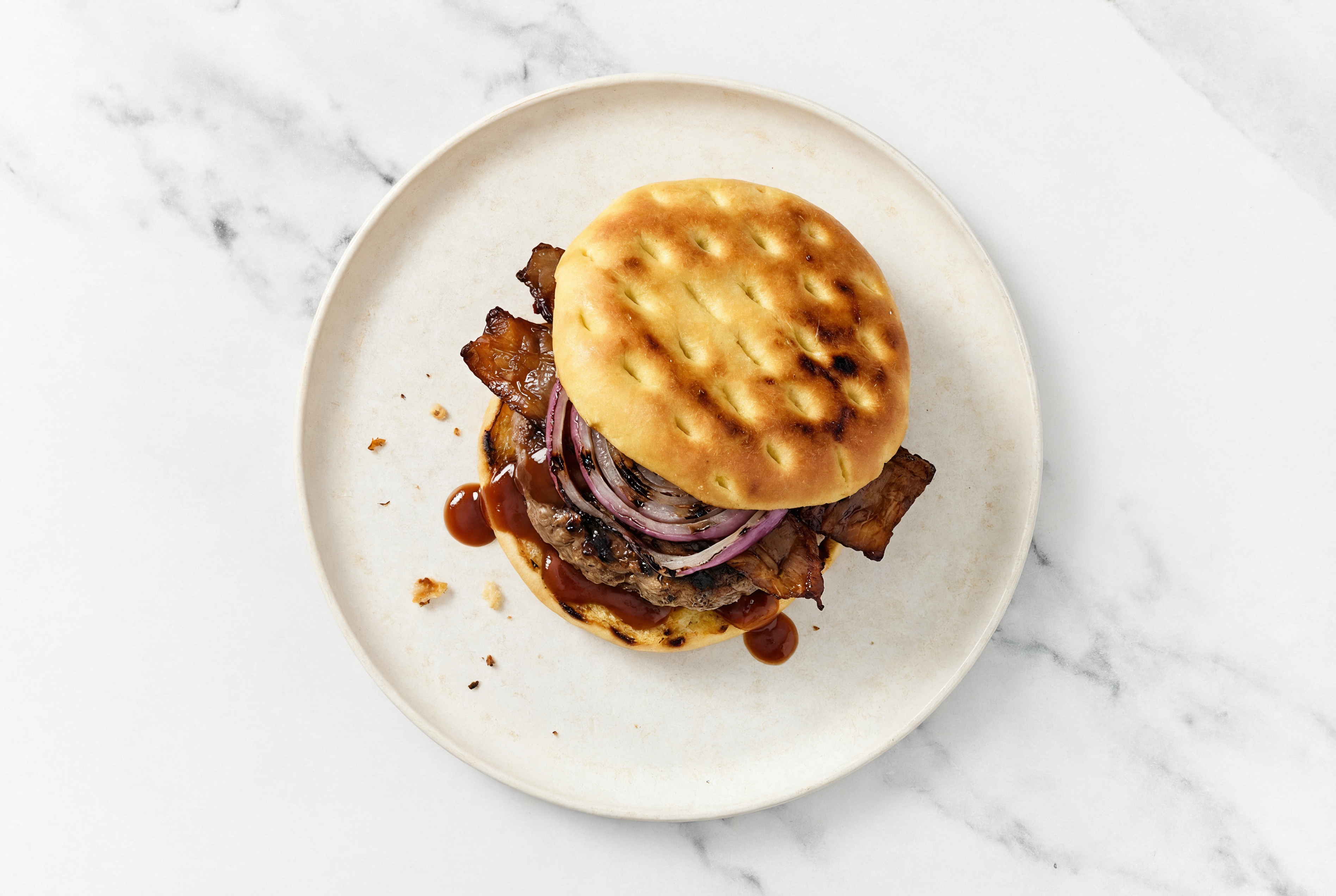 Herby Grilled BBQ MyBacon Burger with Ground Beef Patties
