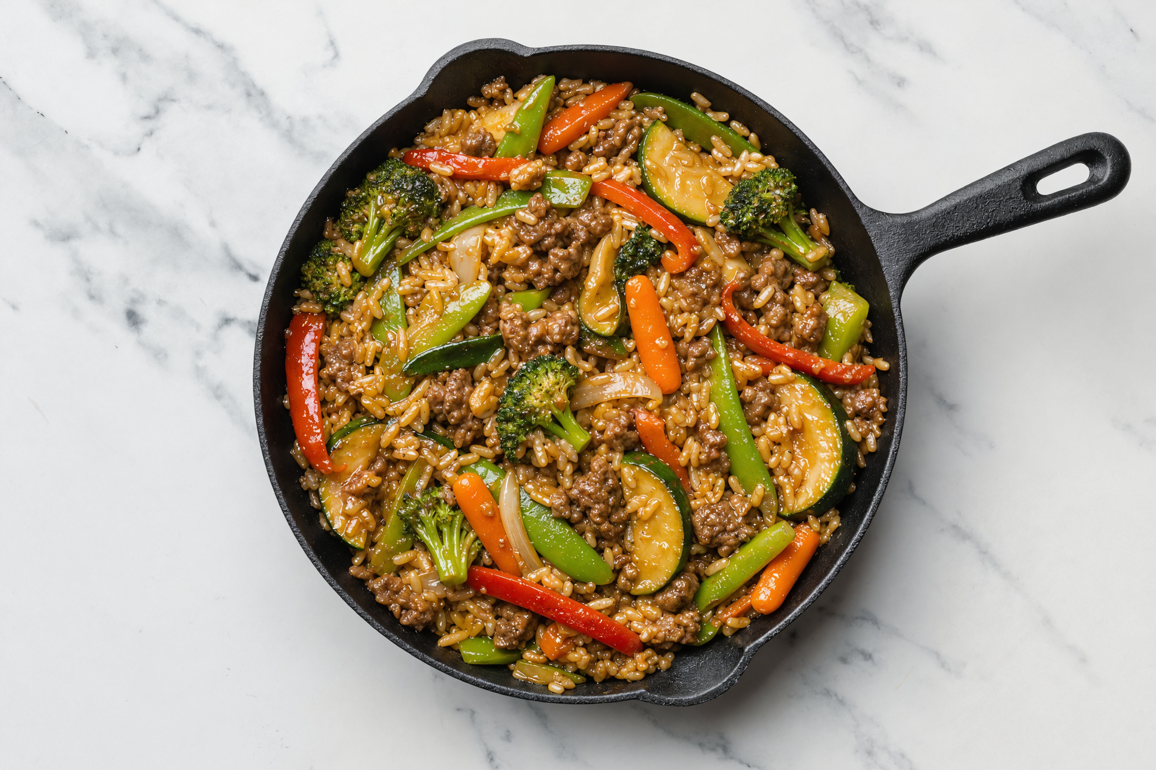 Thai Peanut Veggie + Ground 93/7 Lean Beef Stir-Fry