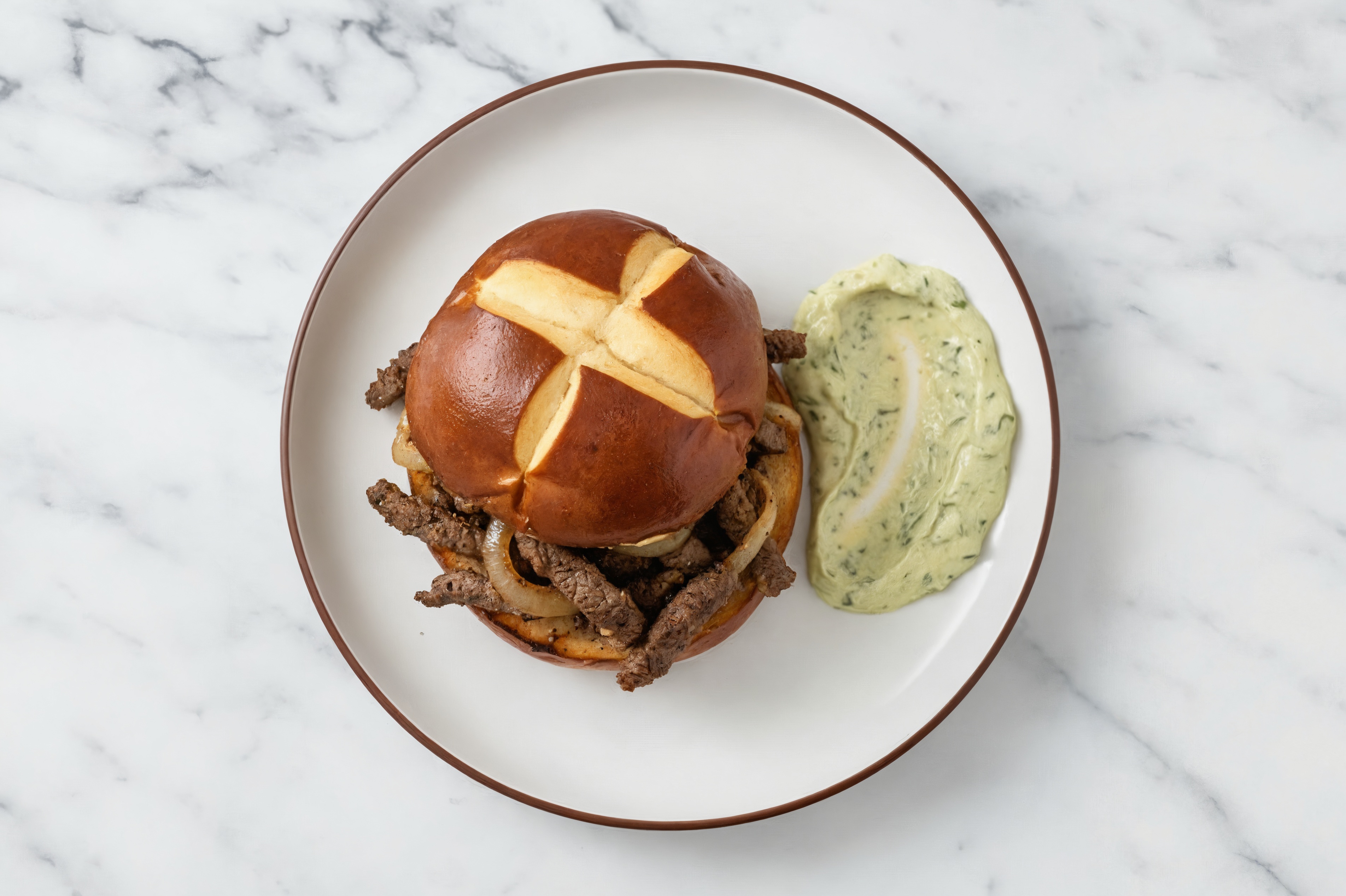 Seared Beef Sandwich + Creamy Cheddar Sauce