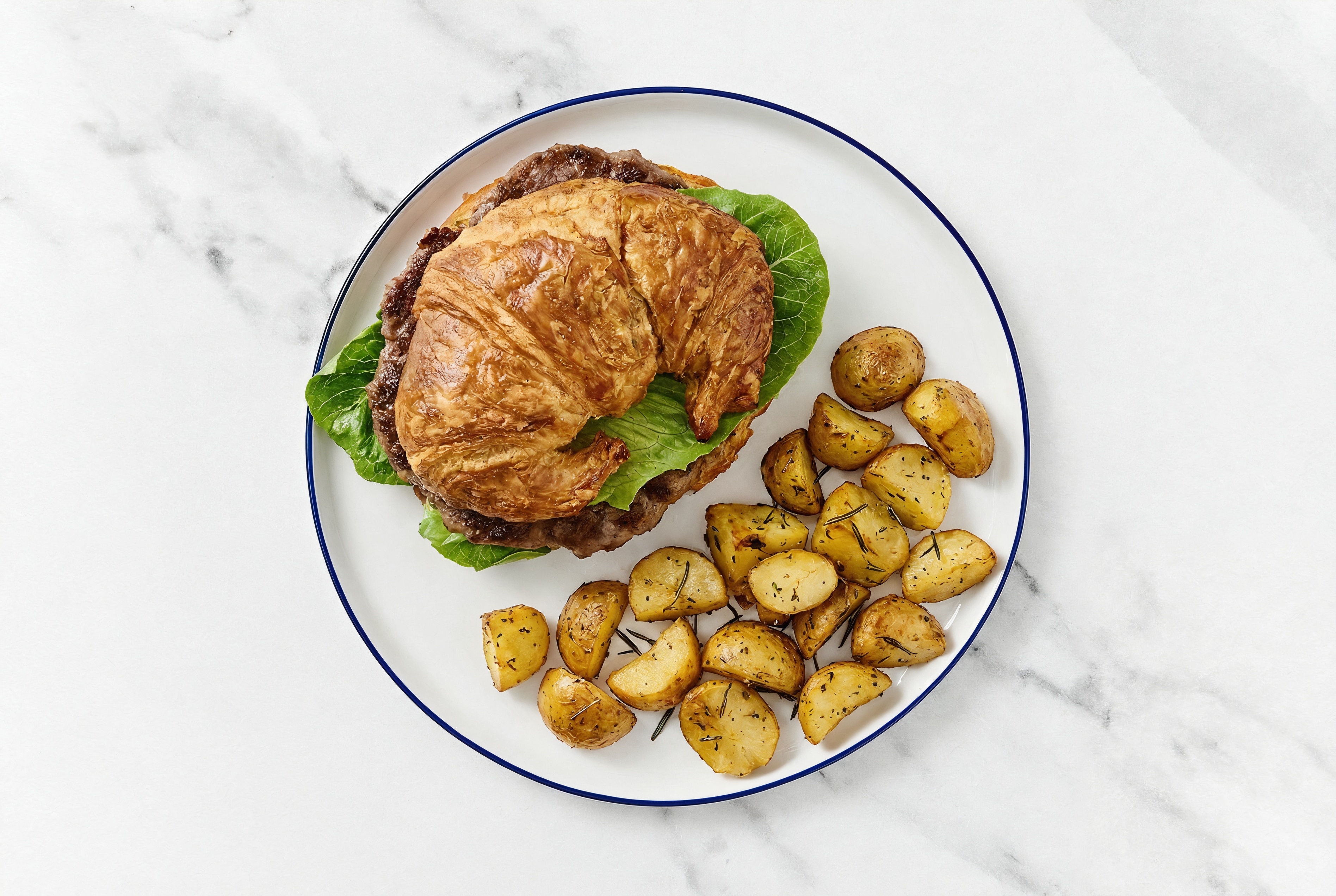 Savory Hamburger + Rosemary Potatoes with Wagyu Beef Patties