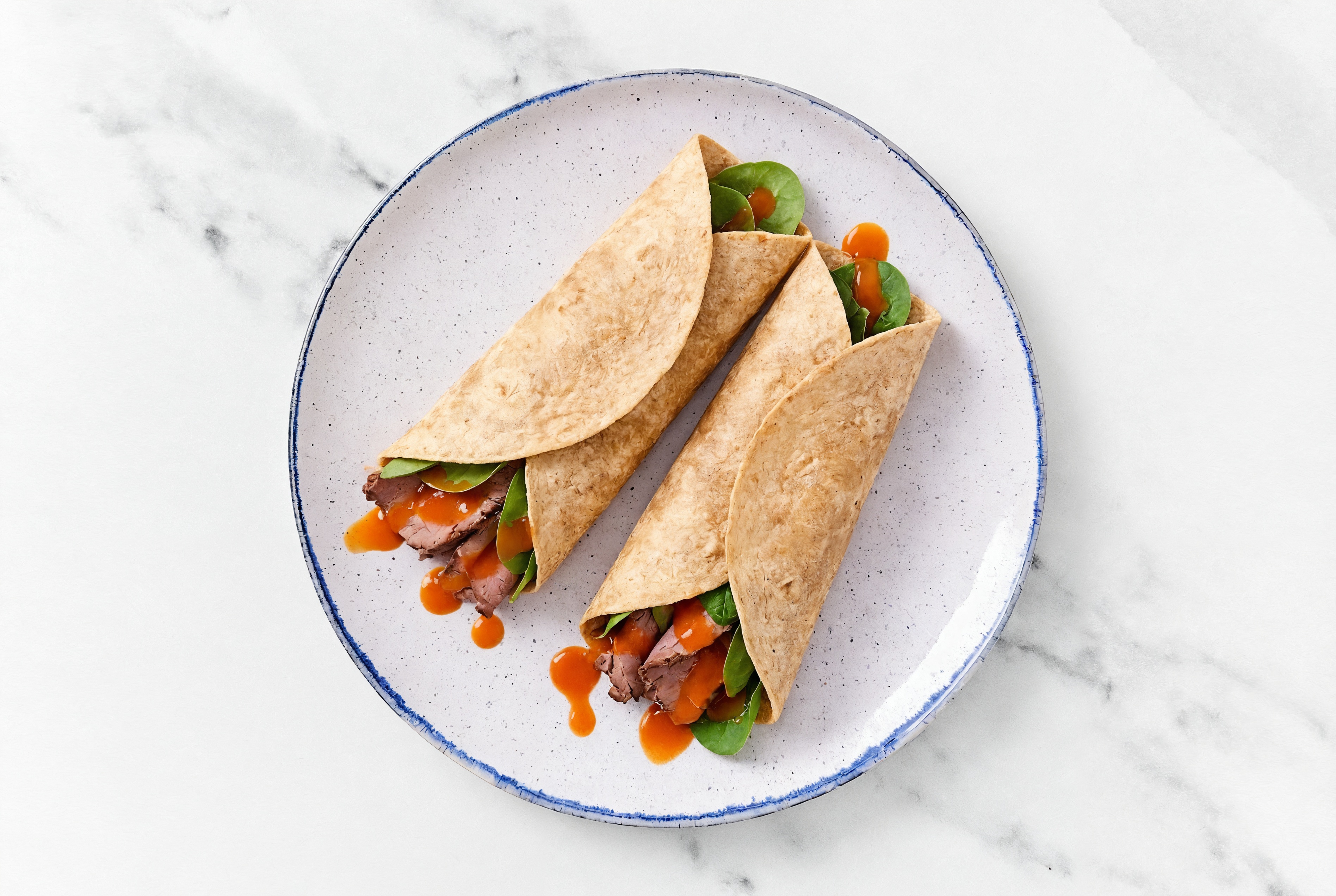 Buffalo Roast Beef Wrap with Baby Spinach