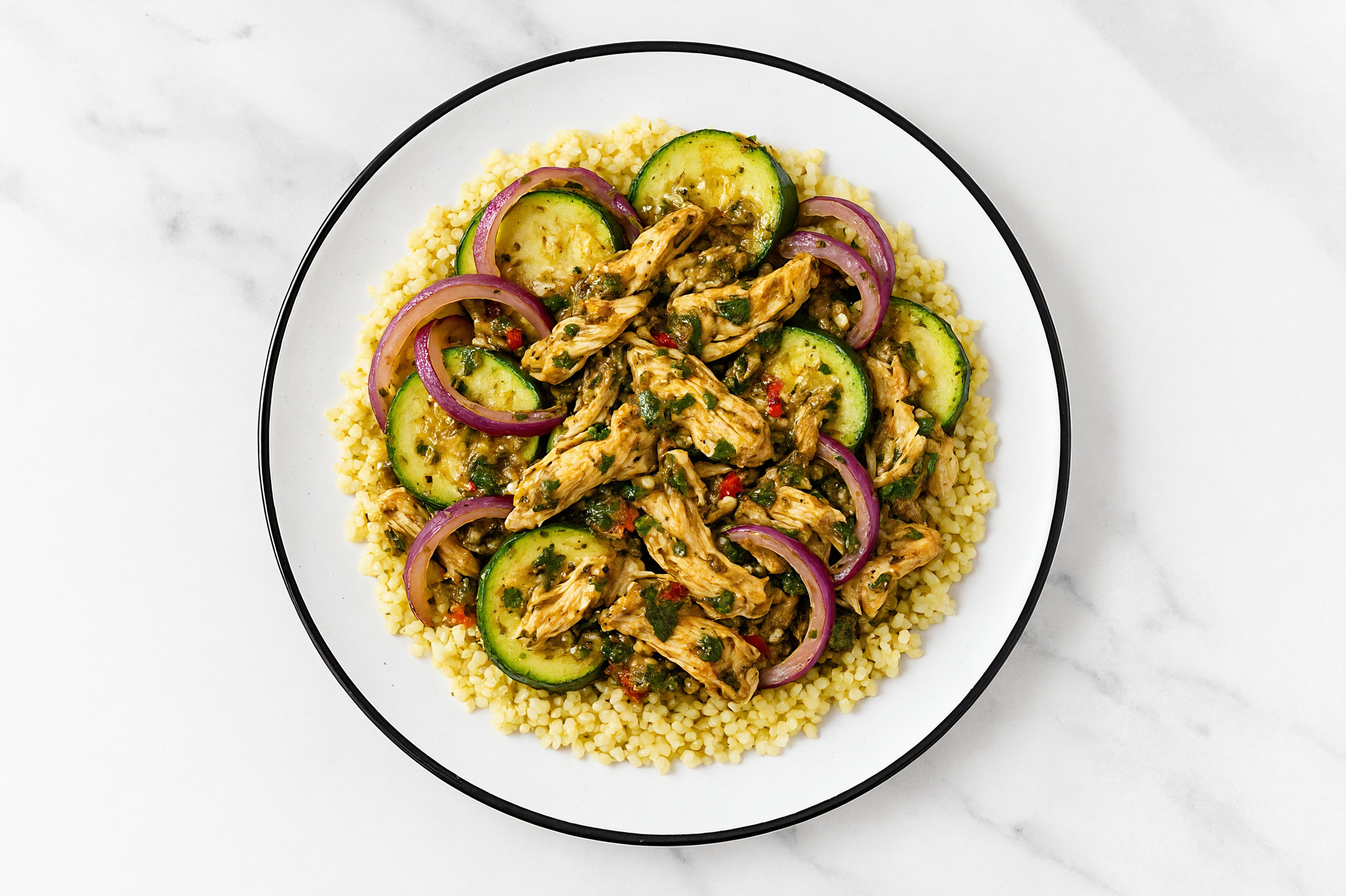 Herby Lime Chicken n' Zucchini Couscous Bowl