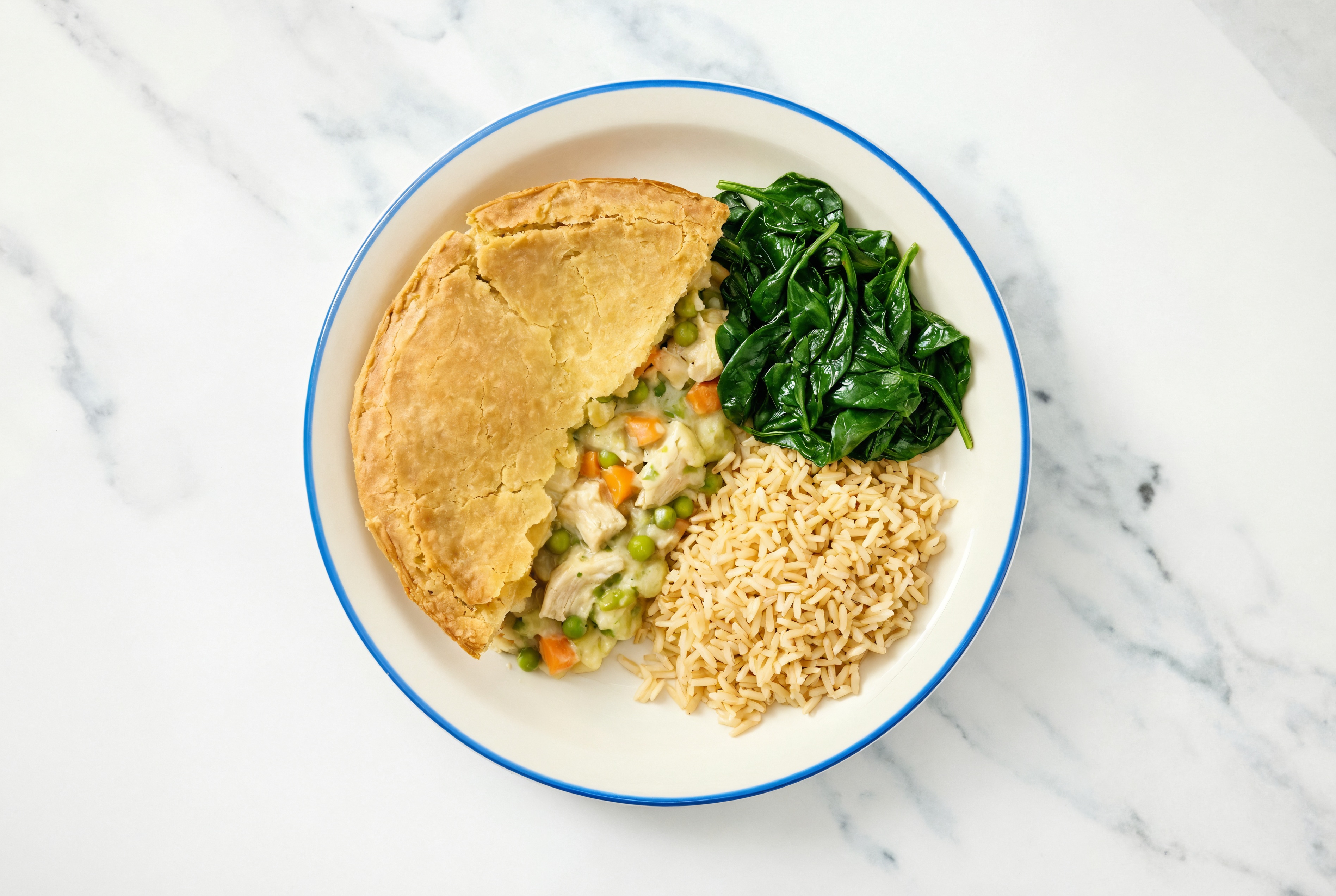 Chicken Pot Pie with Baby Spinach & Bone Broth Rice