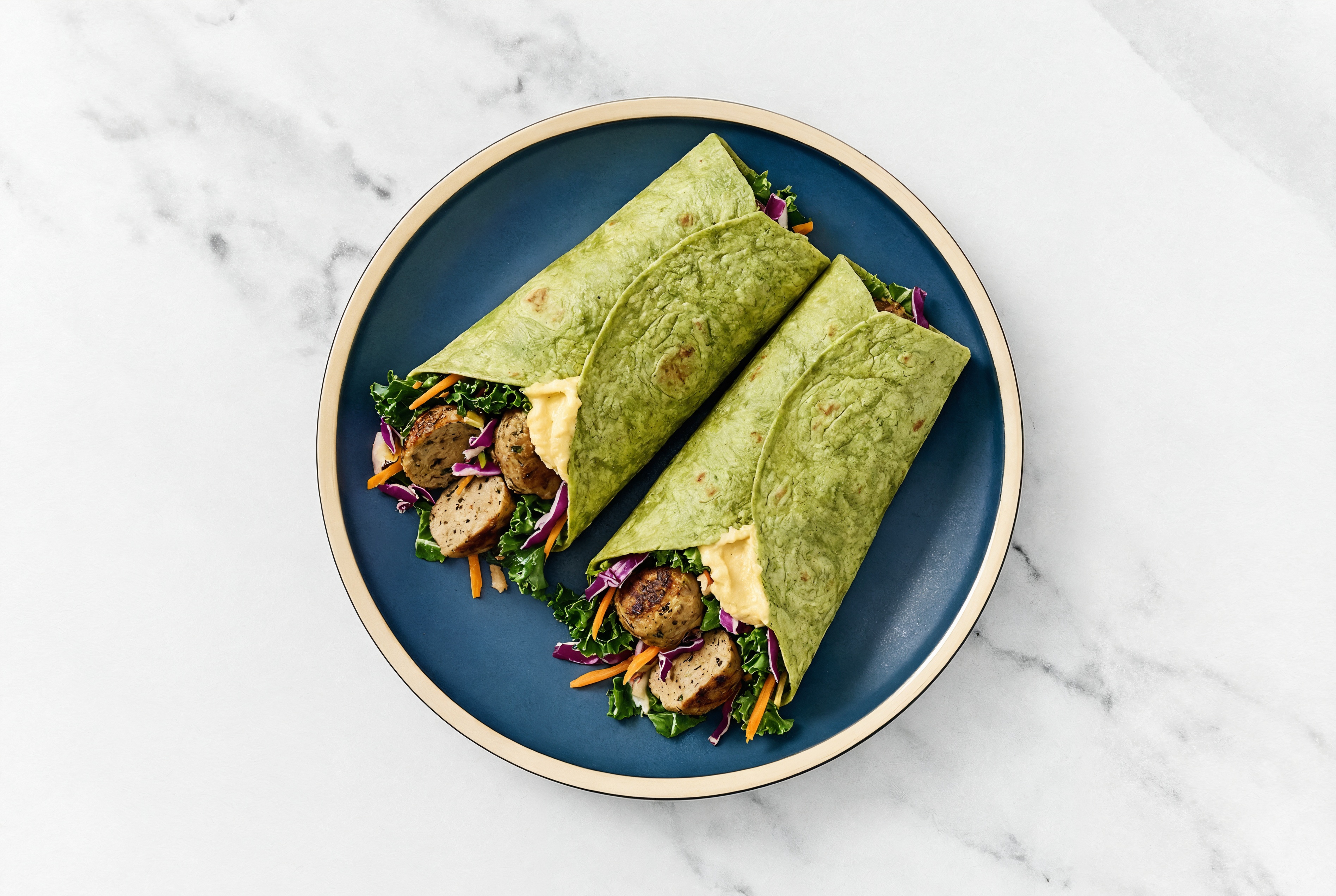 Herby  Olive Oil Sea Salt Hummus Turkey Meatball Wrap