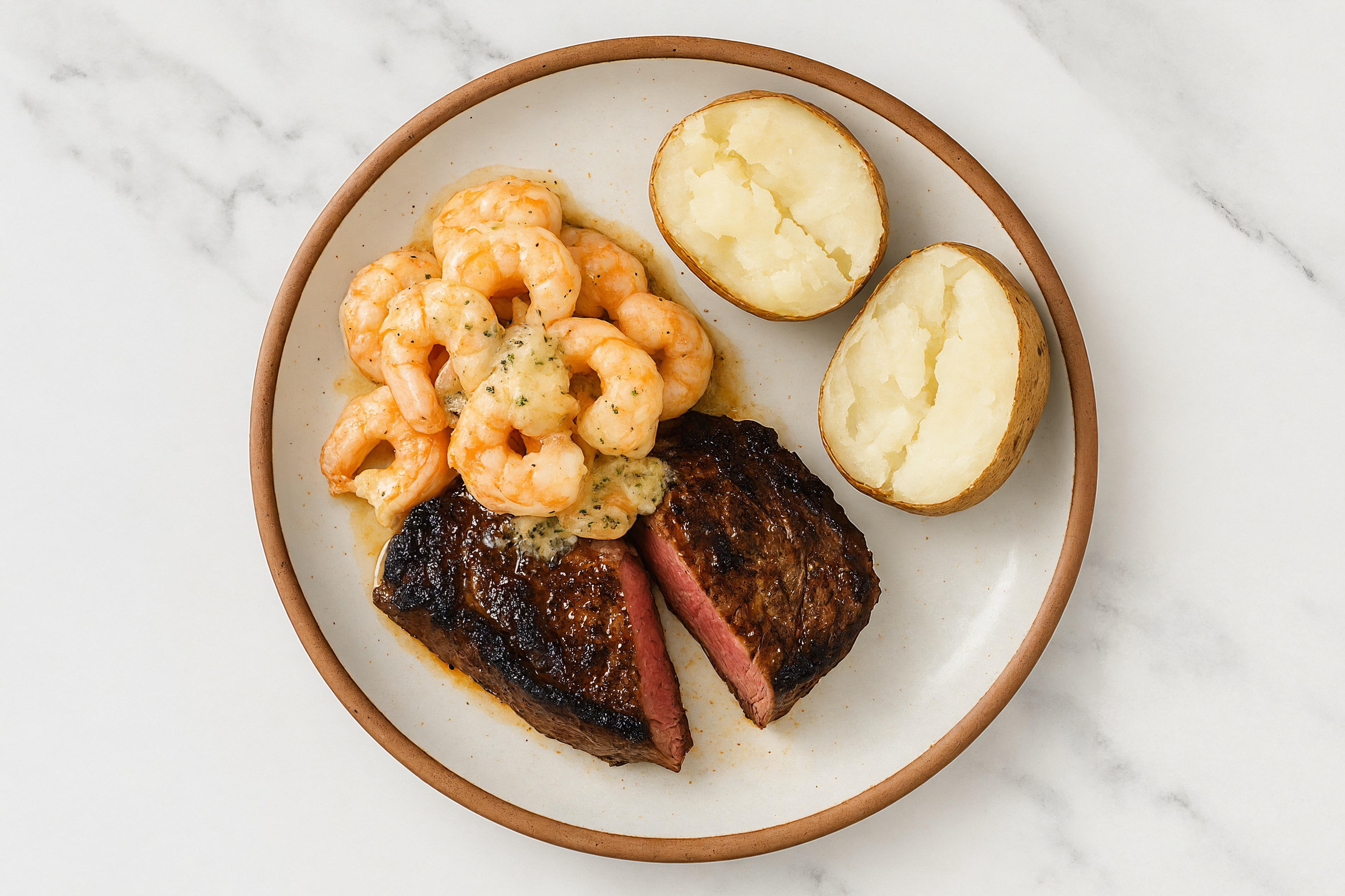  Wagyu Ribeye Steak with Buttery Shrimp + Potato