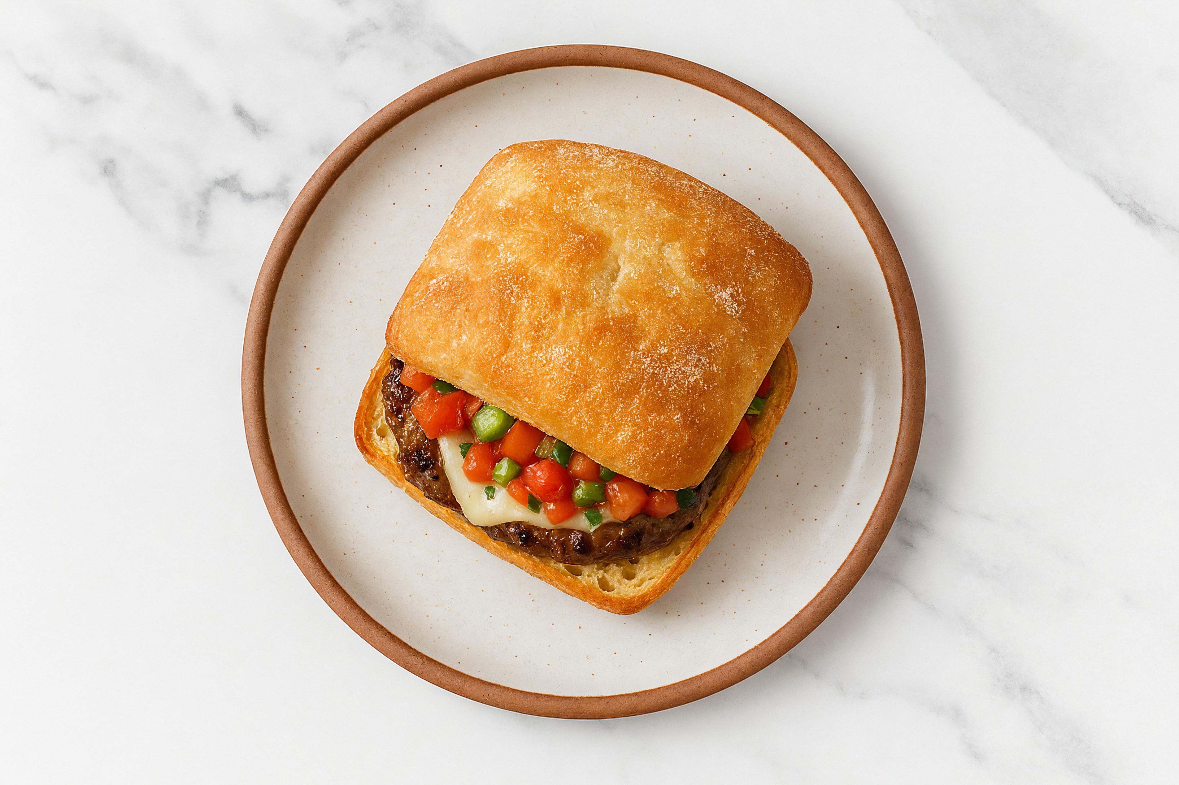 Lamb Burger on Ciabatta with Salsa & Pepper Jack