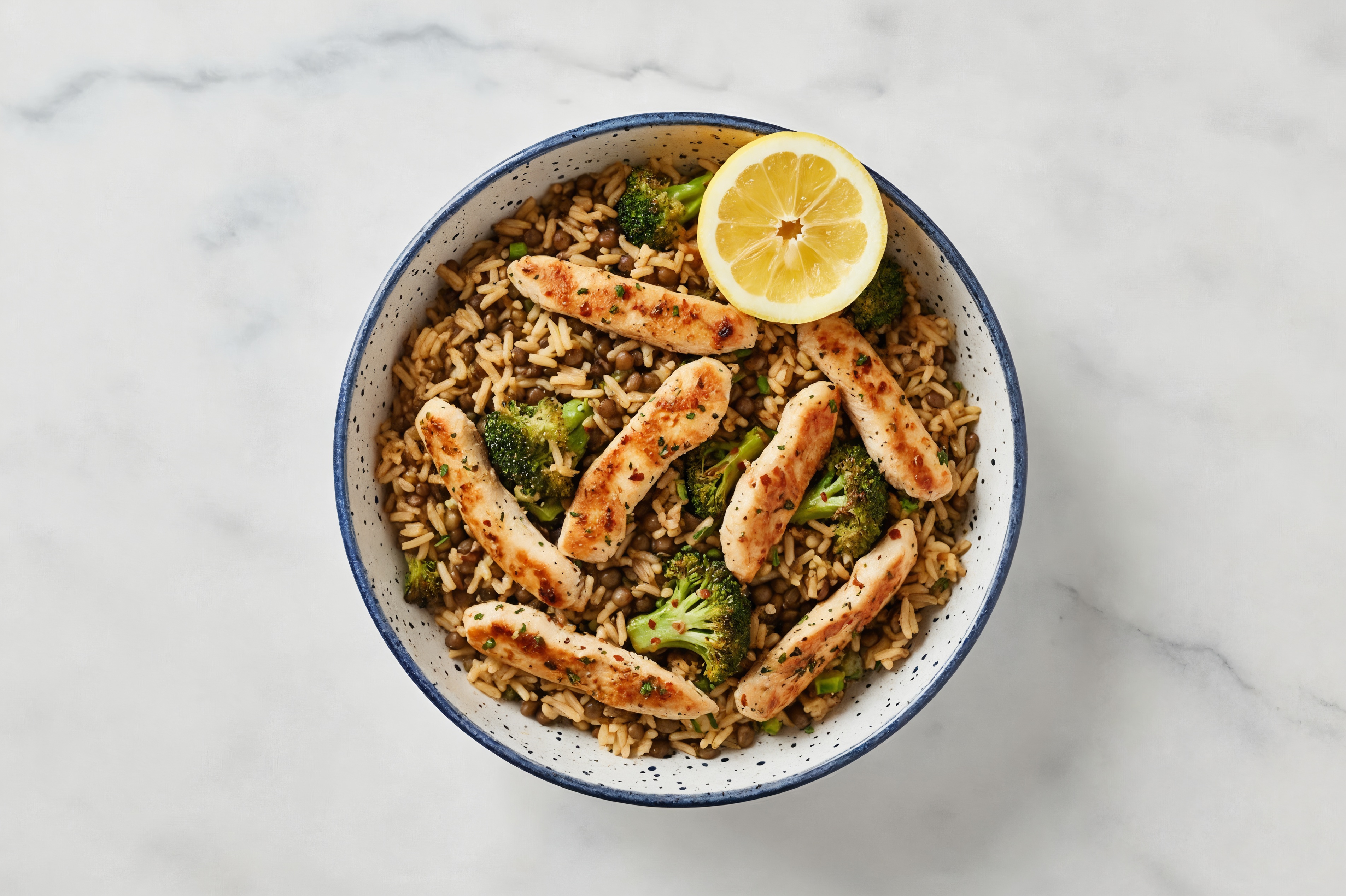 Garlicky Chicken + Broccoli Florets Power Bowl