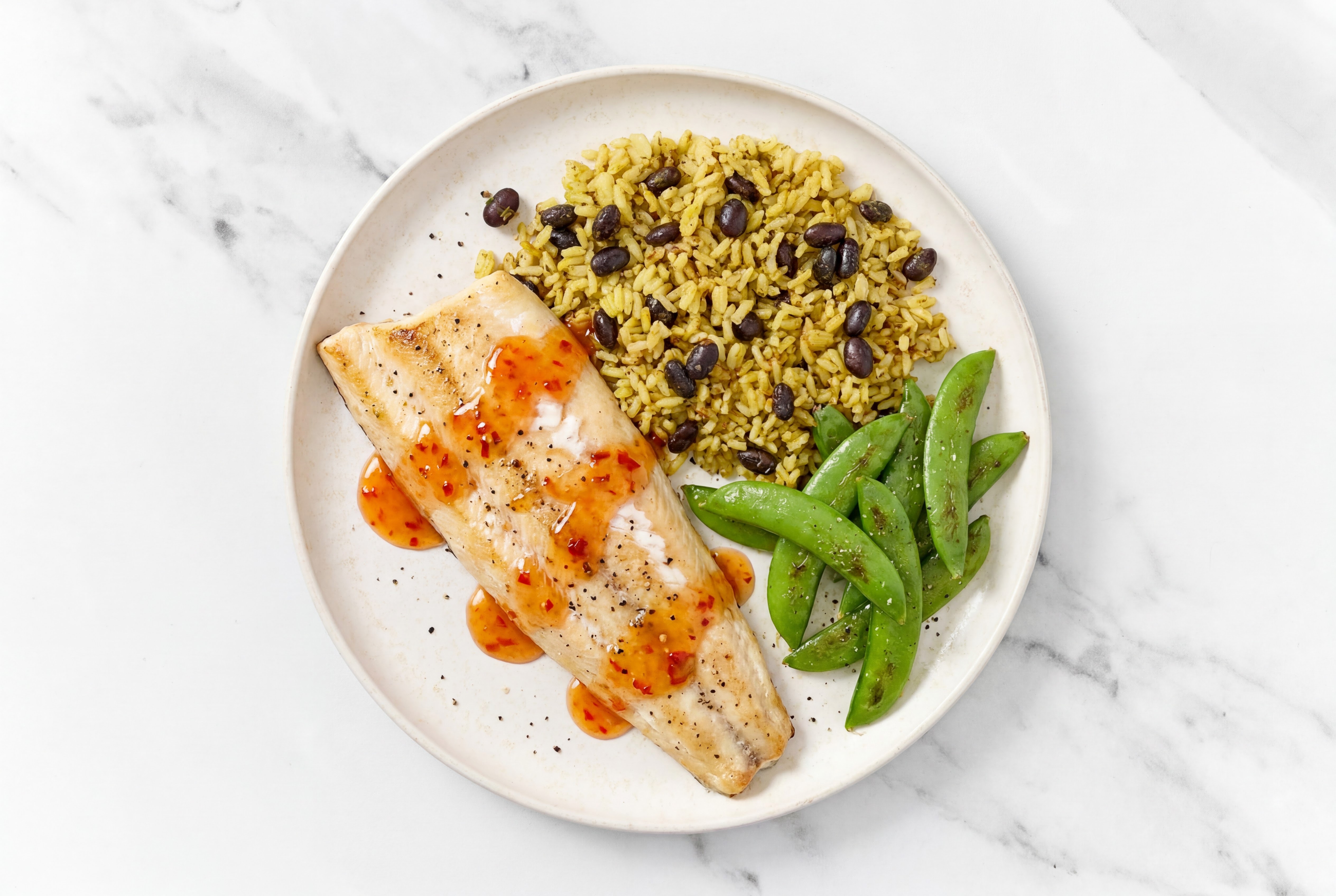 Sweet Chili Trout Rice with Beans Bowl