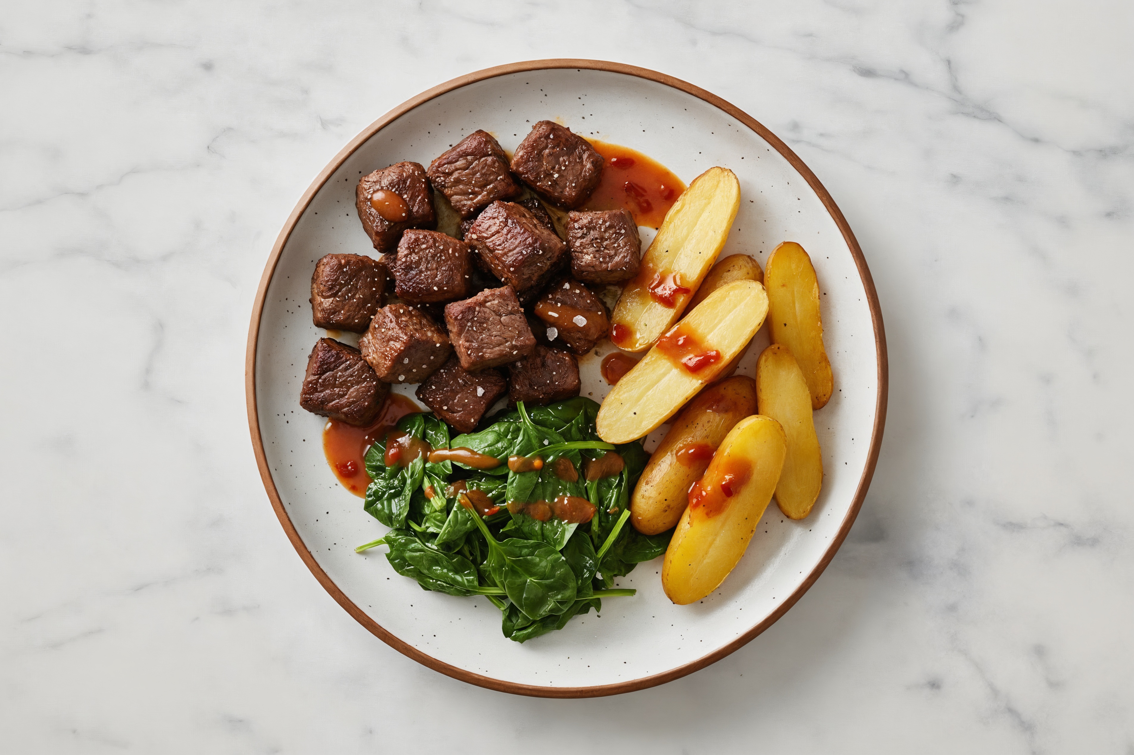 Sesame-Ginger Seared Bison with Fingerling Potatoes & Spinach