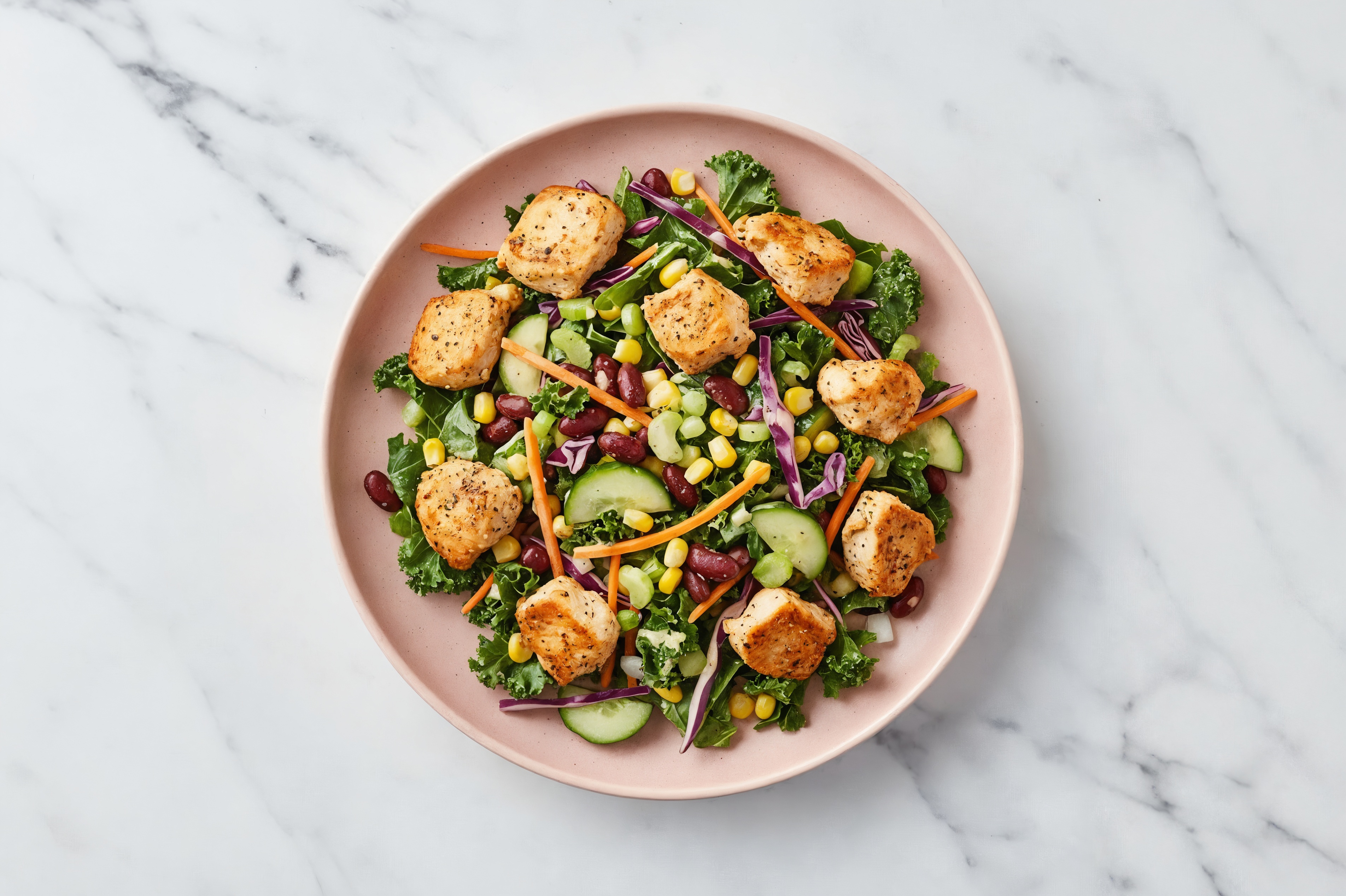 Caesar Kale Salad with Garlic Turkey & Black Beans