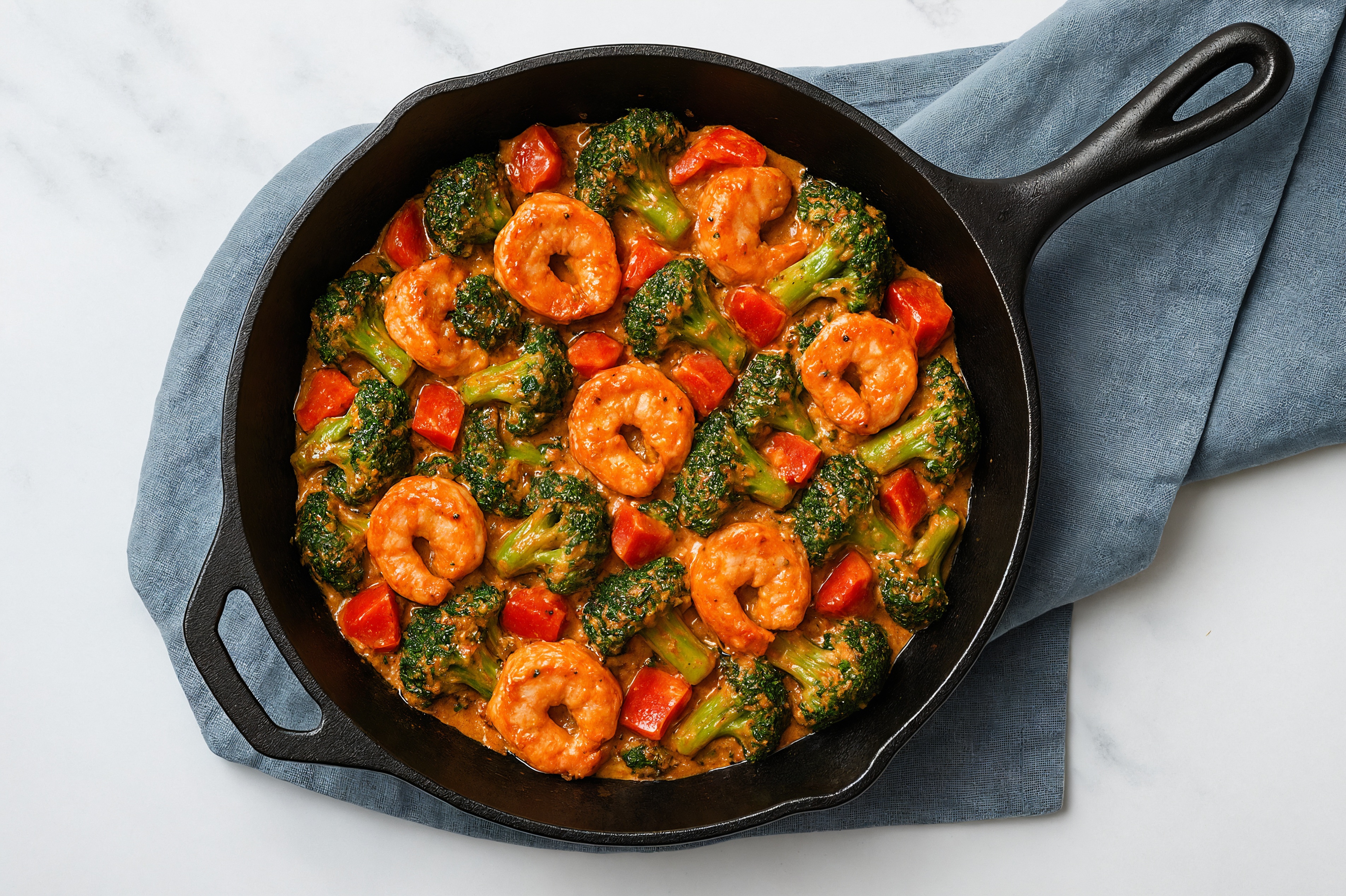 Bang Shrimp with Broccoli Sauté with Red Bell Pepper