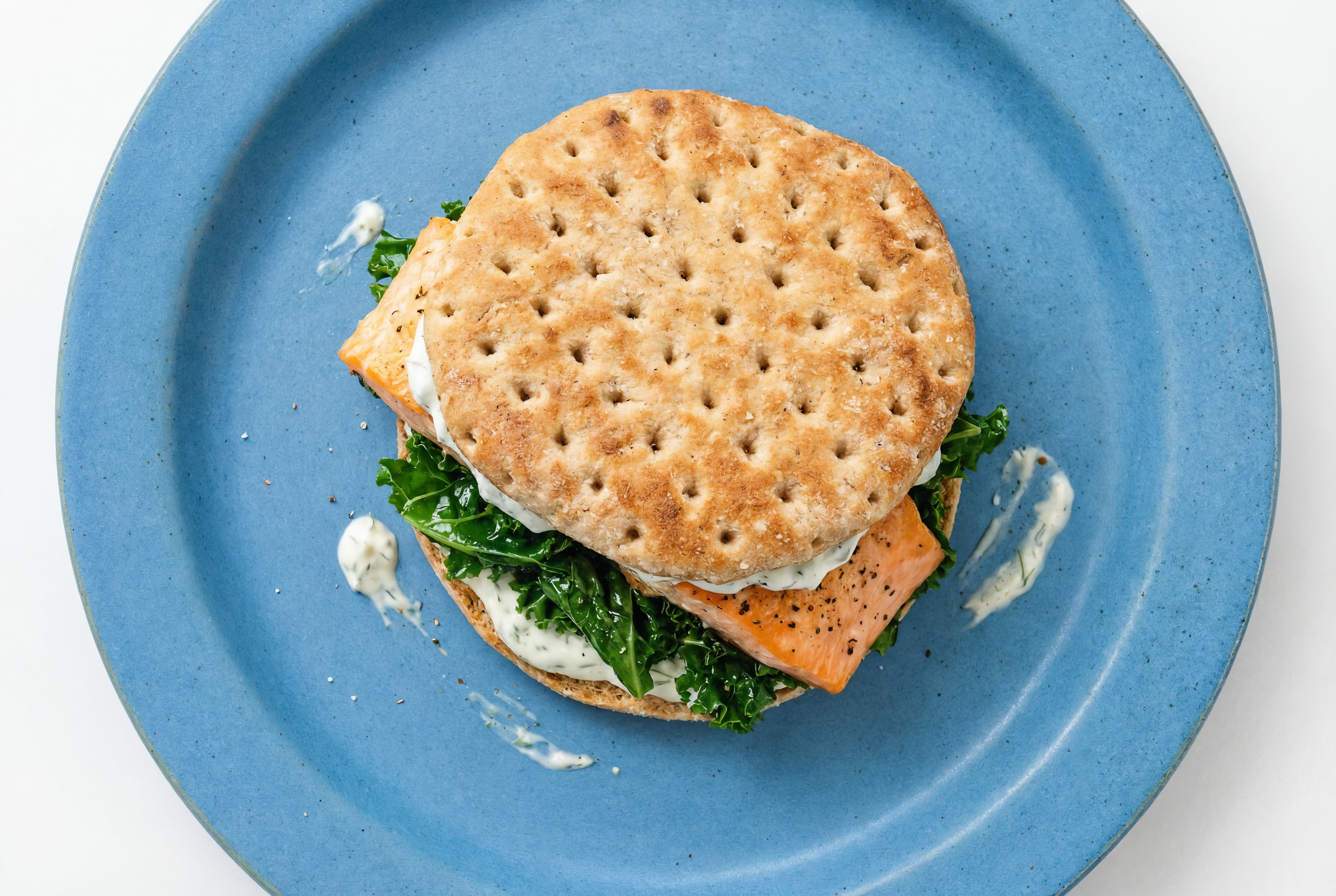 Tzatziki Salmon Sandwich on Multigrain with Kale