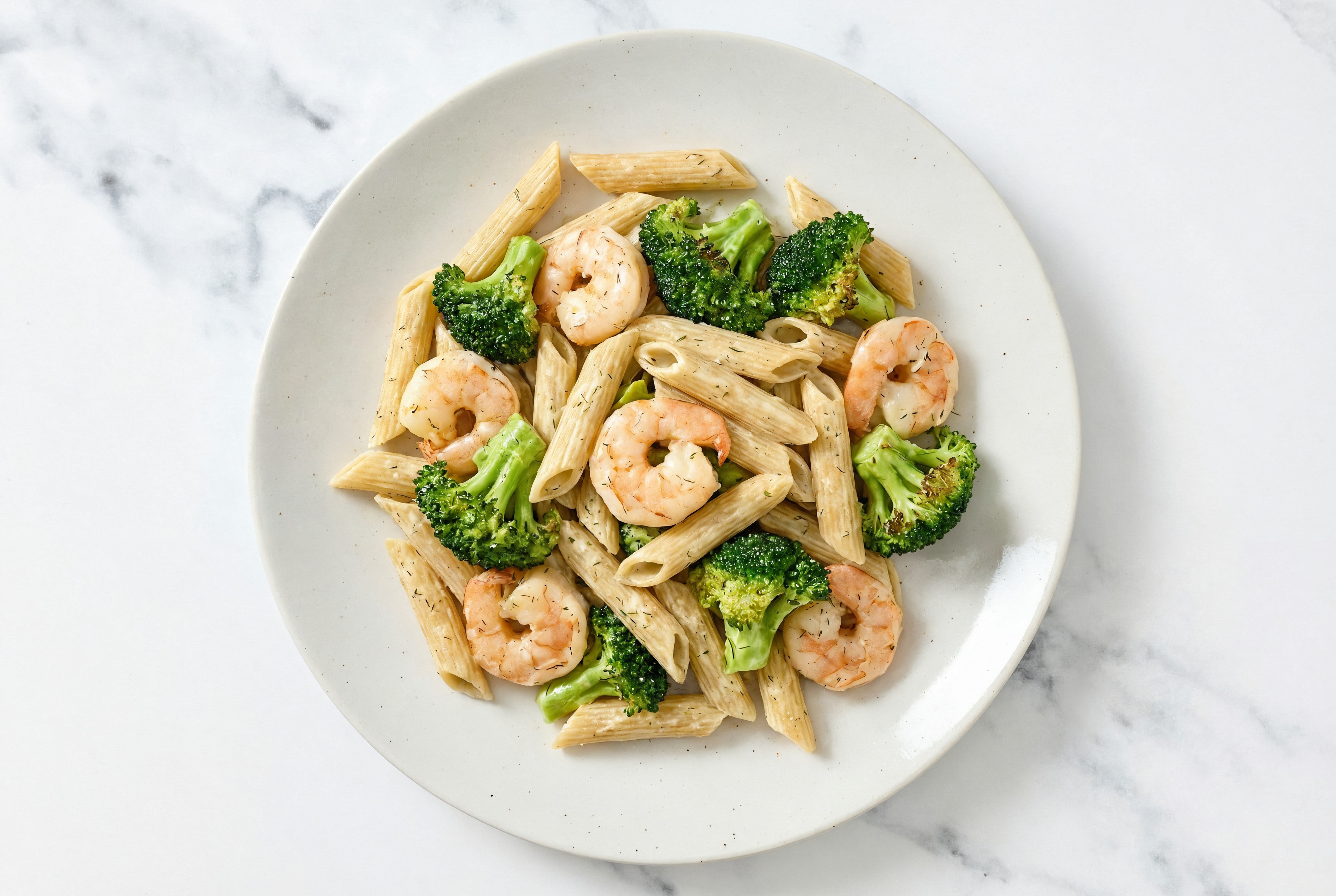 Creamy Dill Gulf Shrimp + Organic Broccoli Pasta