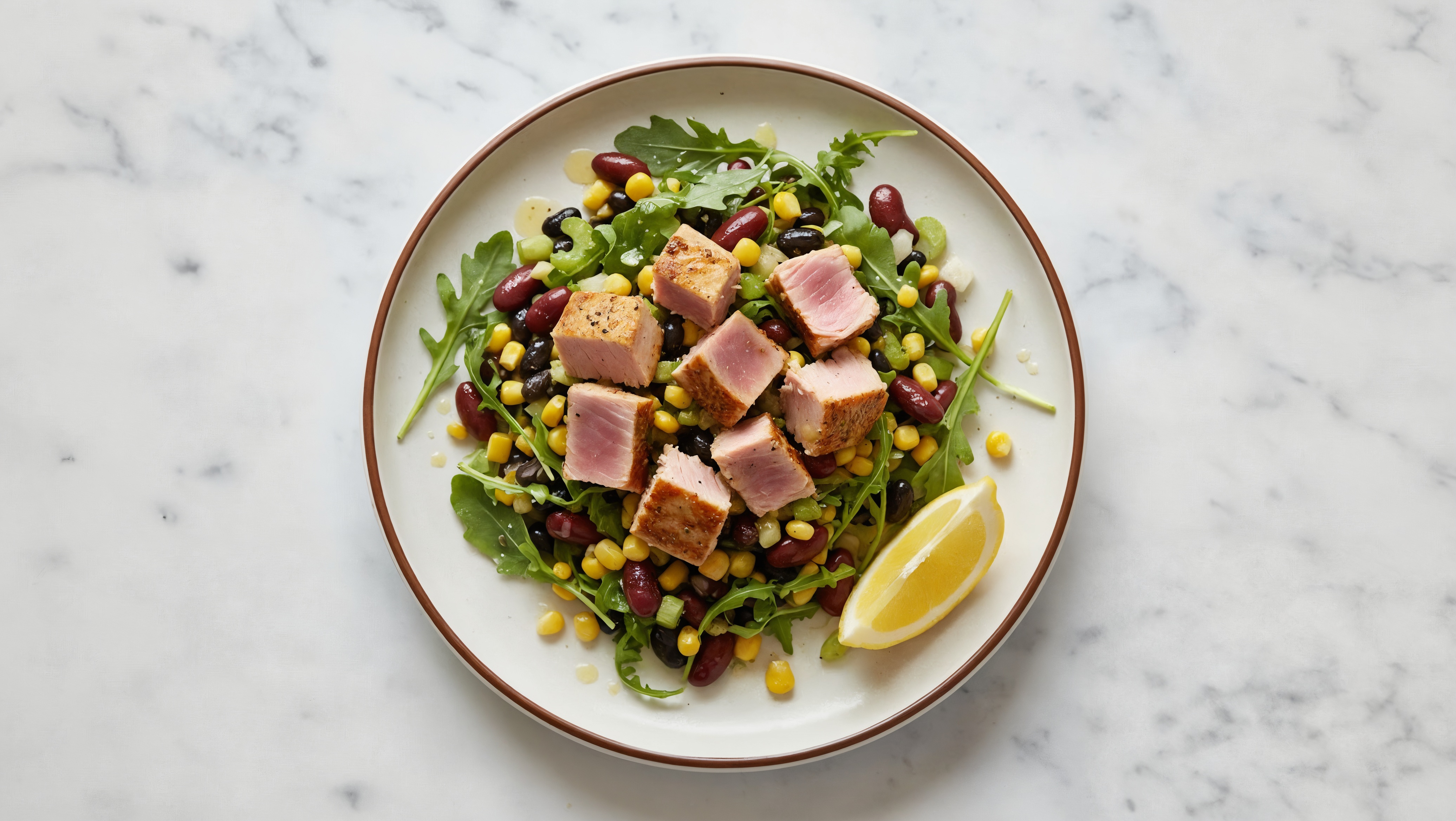 Tuna on Arugula + Black Bean Salad