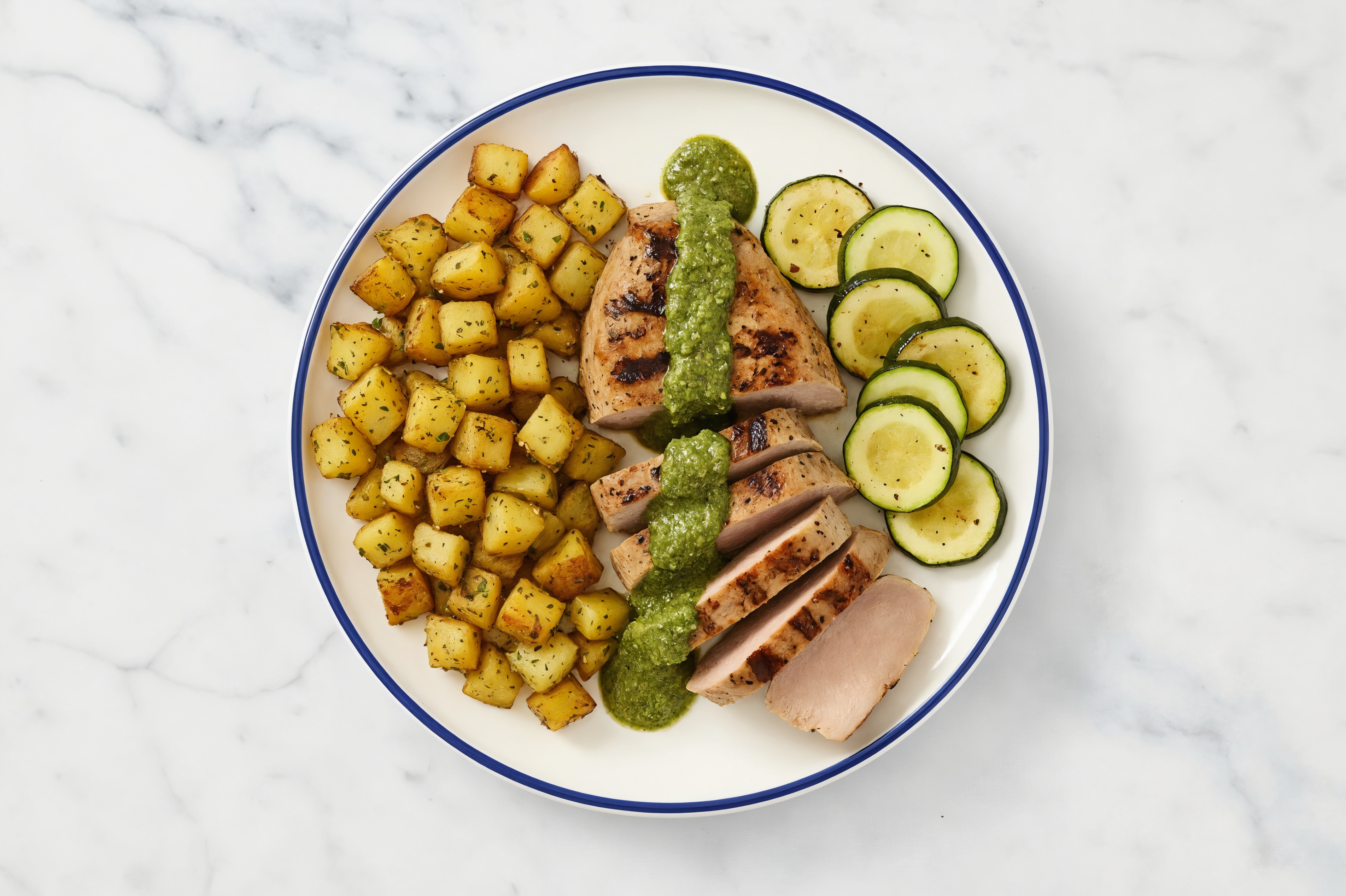 Chimichurri Pork Tenderloin + Herbed Potatoes