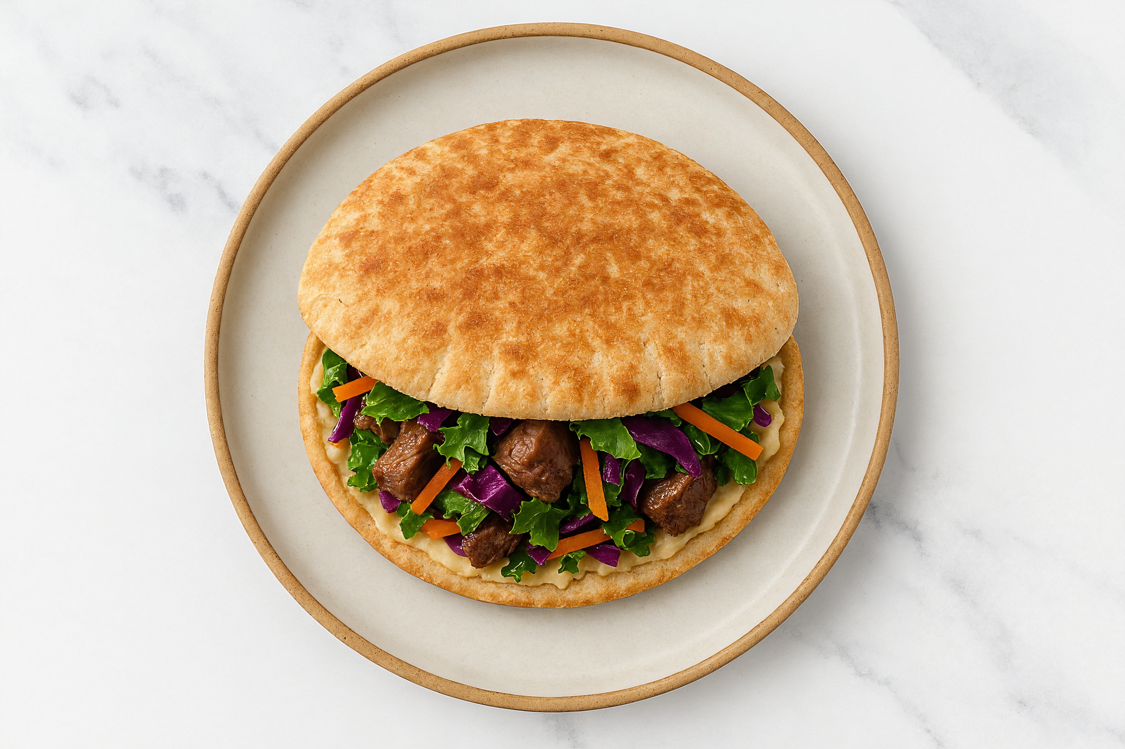 Shawarma-Style Beef Whole Grain Pita Pockets Sandwich