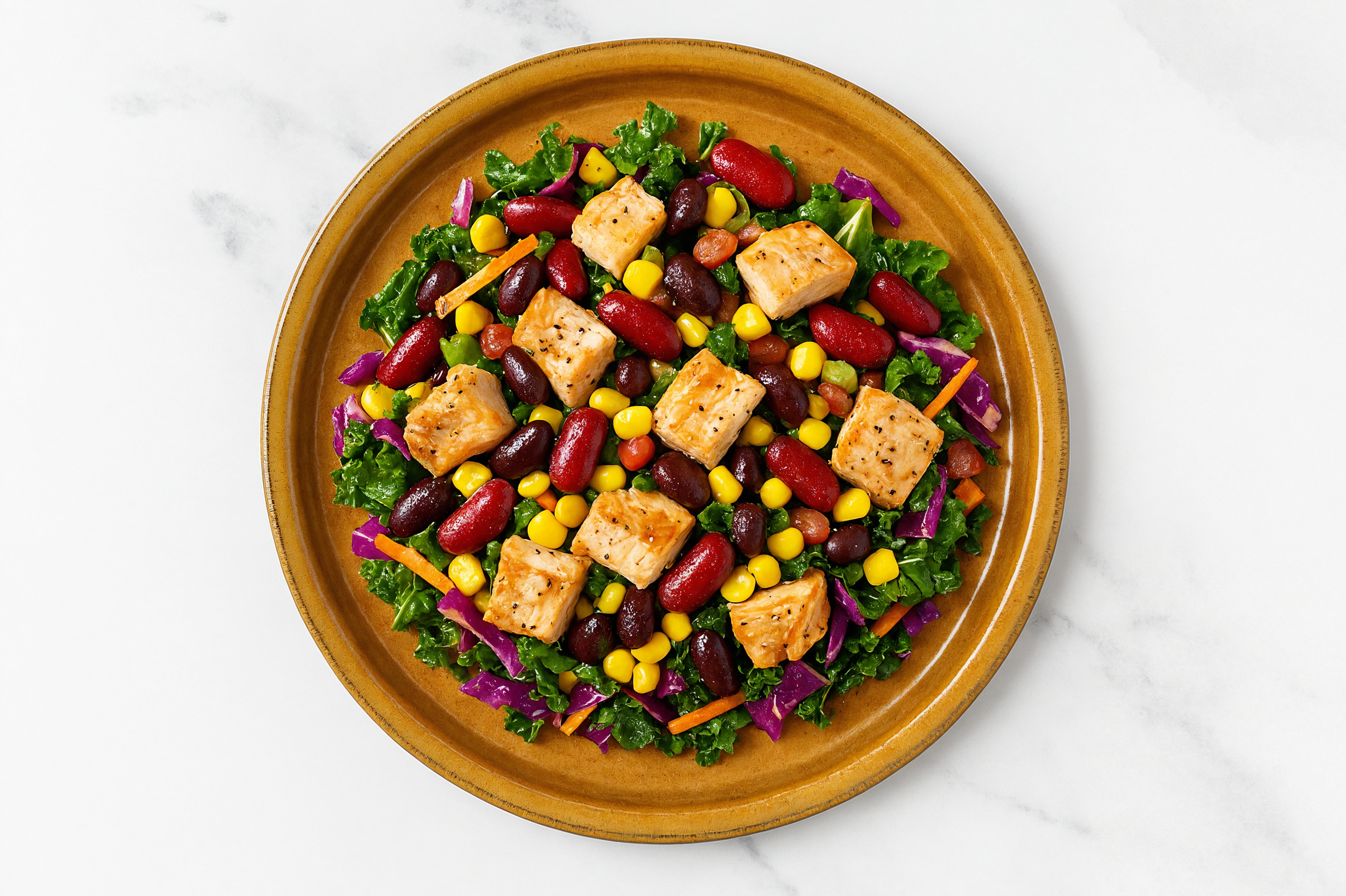 Balsamic Kale Salad with Garlic Turkey & Black Beans
