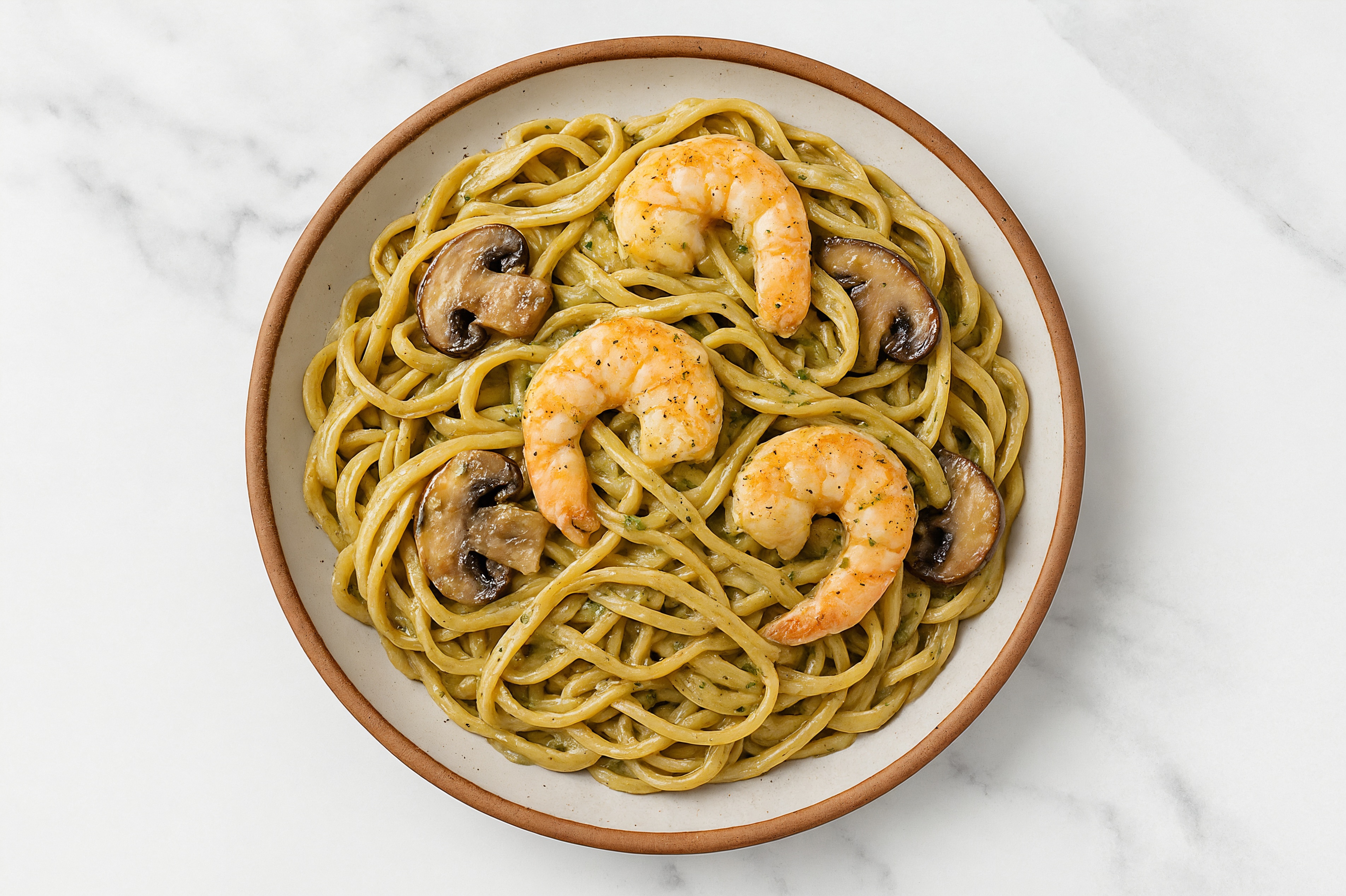 Zesty Spinach Artichoke Jumbo Shrimp Linguine