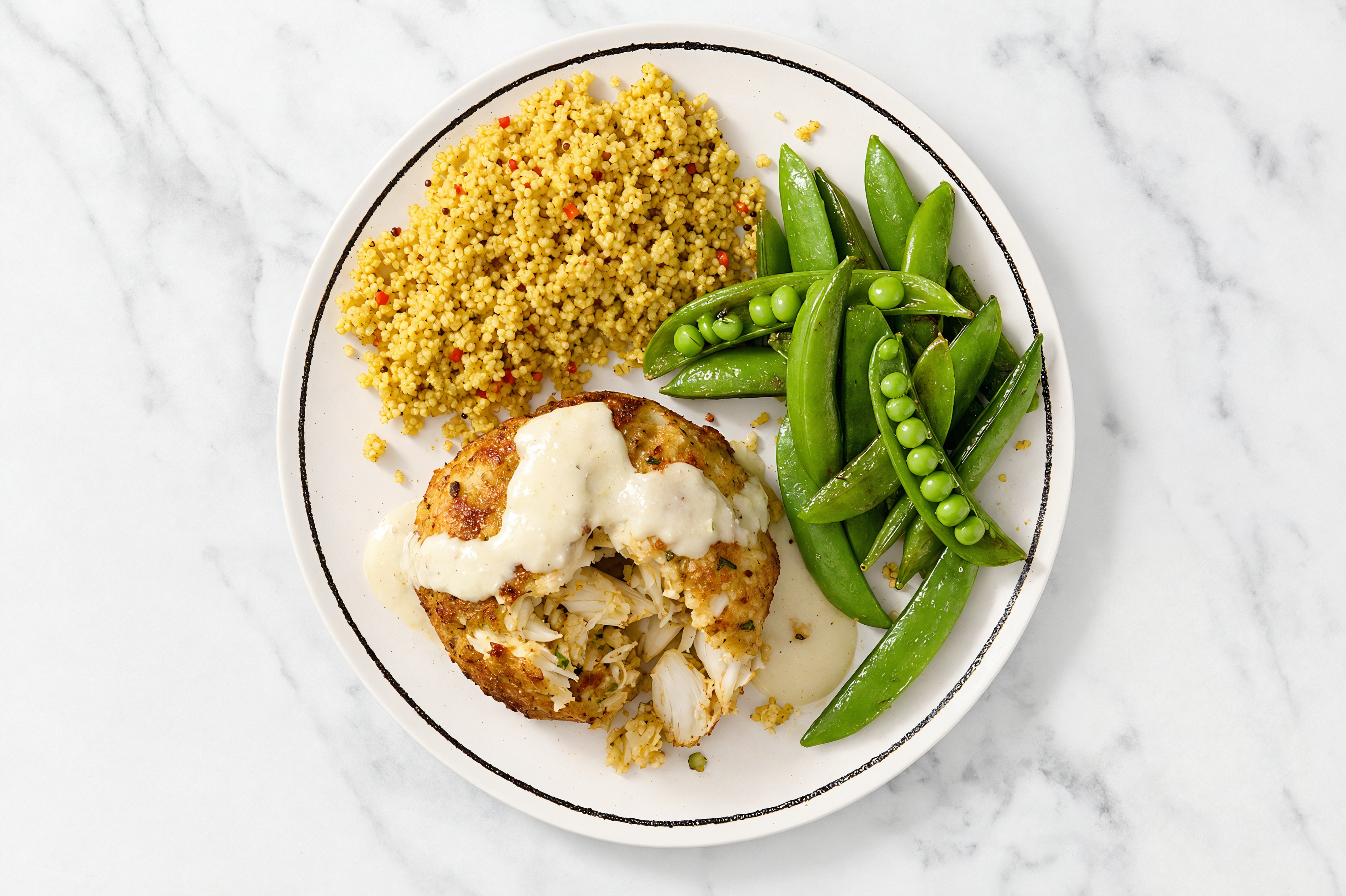 Garlicky Jumbo Lump Crab Cakes + Moroccan Couscous Bowl