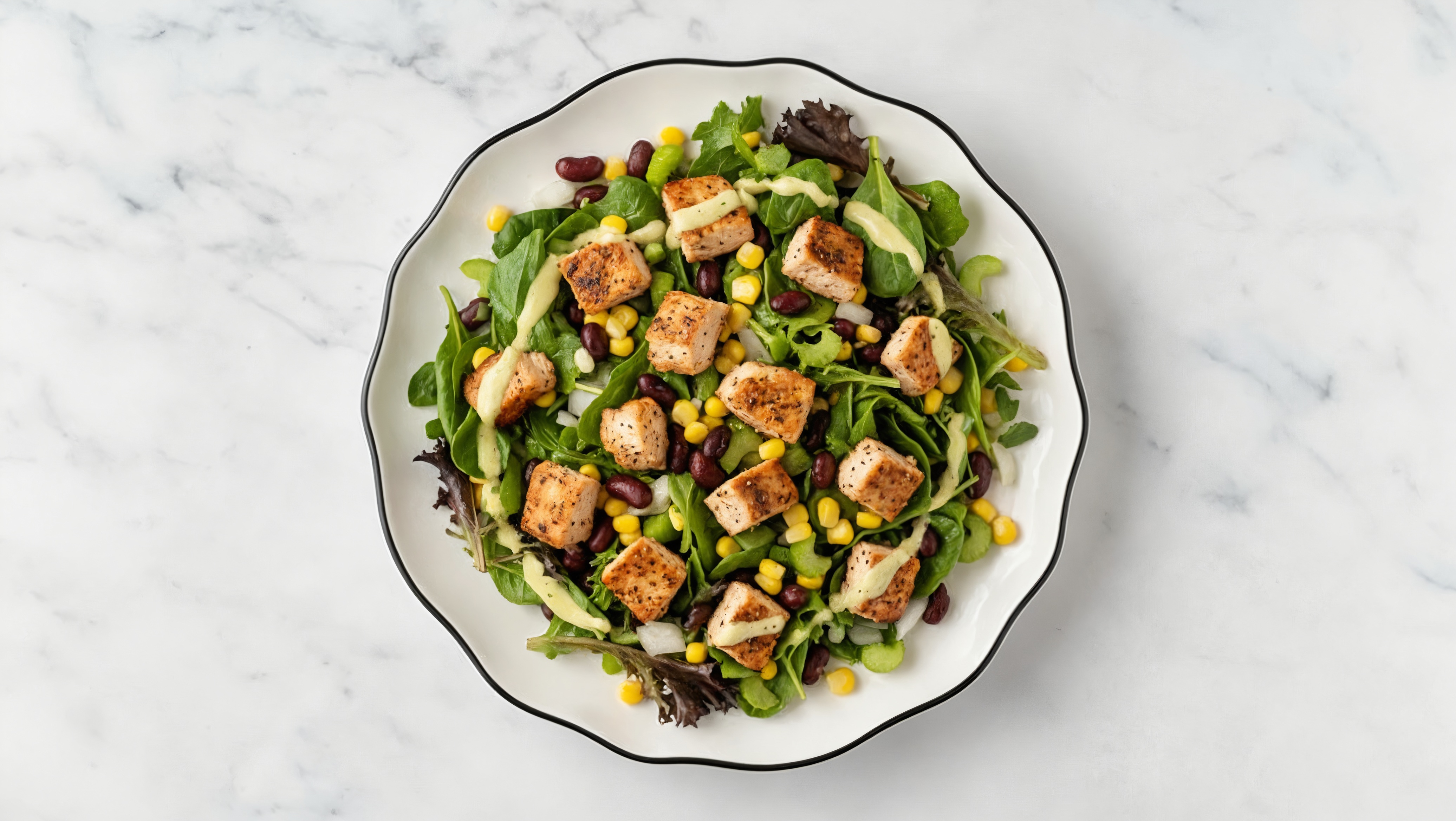 Tahini Spring Mix Salad with Garlic Turkey & Black Beans