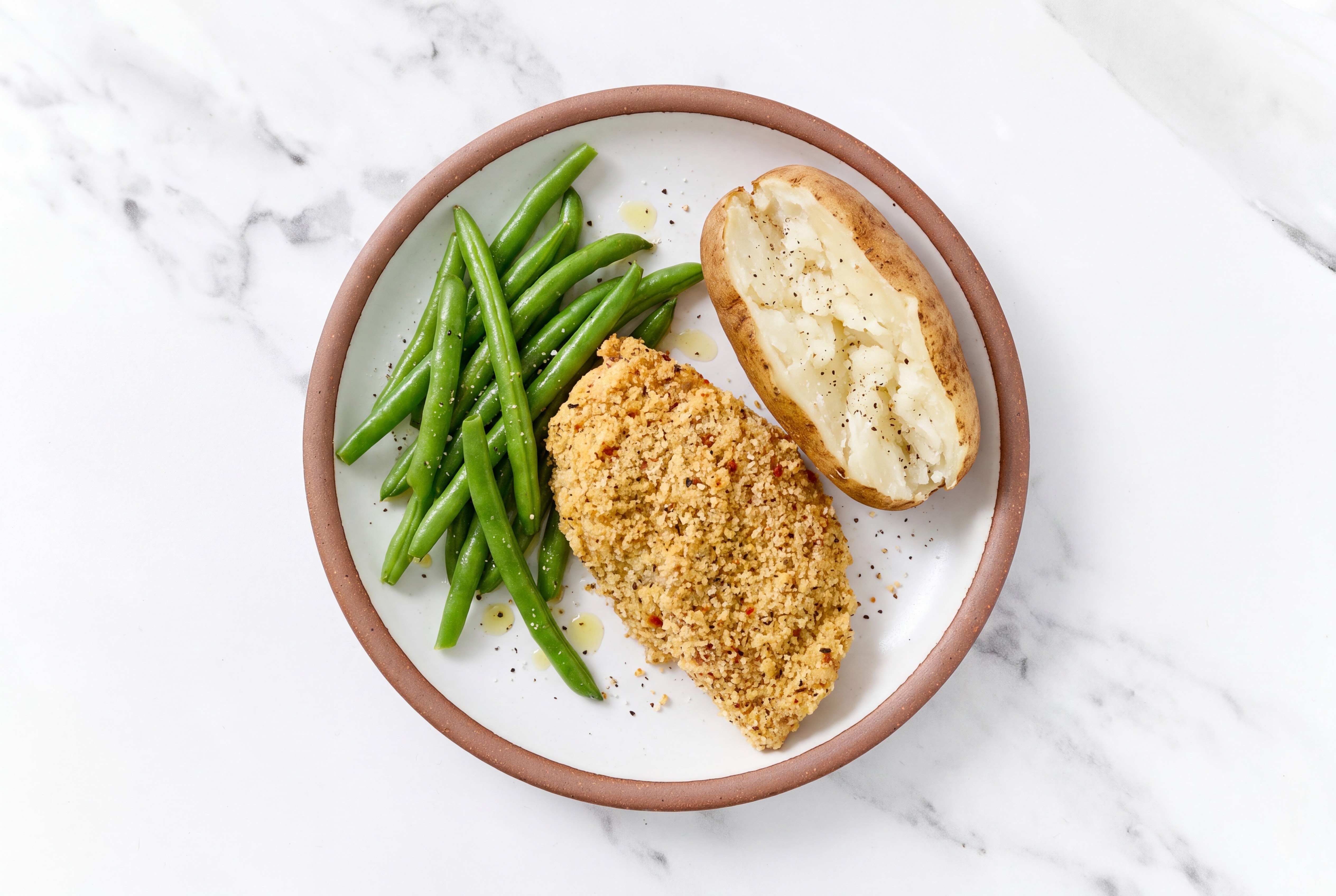 Parmesan Breaded Chicken Cutlet with Green Beans & Russet Potato